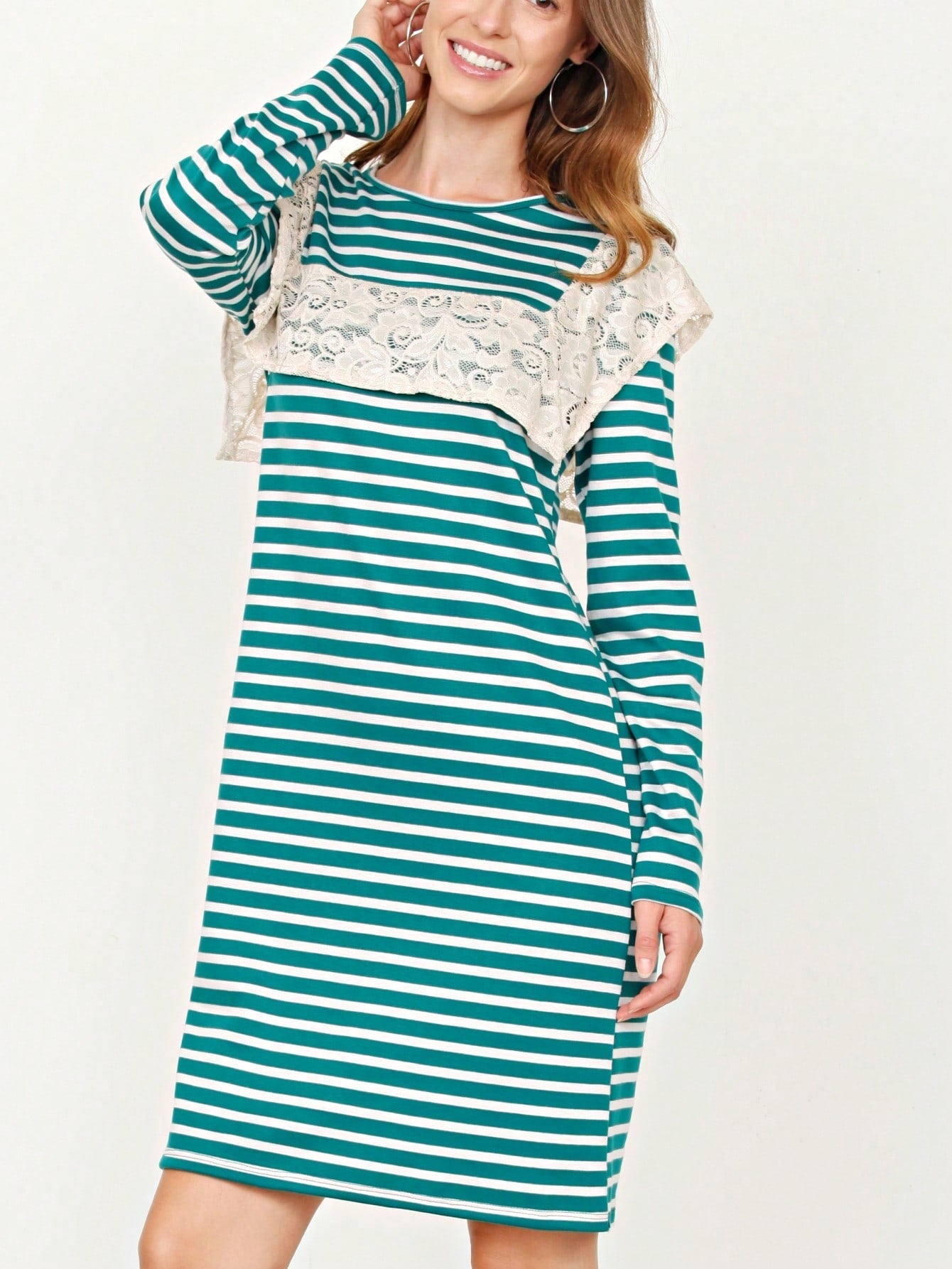 Boho Retro Classic Cap Sleeve Raglan Contrast  Stripe Green Red Navy Pink Grey Tunic Dress
