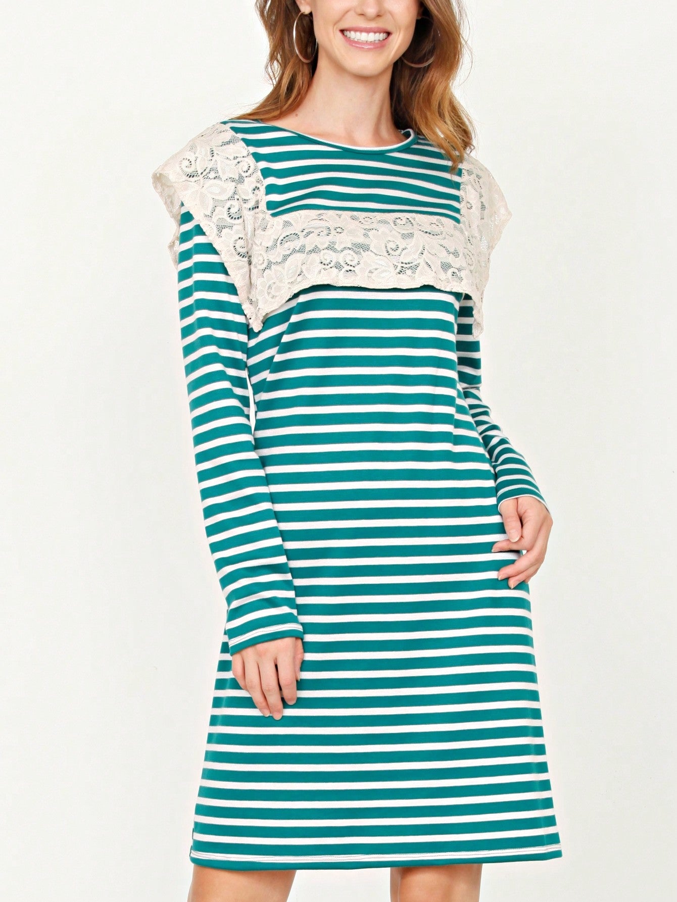 Boho Retro Classic Cap Sleeve Raglan Contrast  Stripe Green Red Navy Pink Grey Tunic Dress