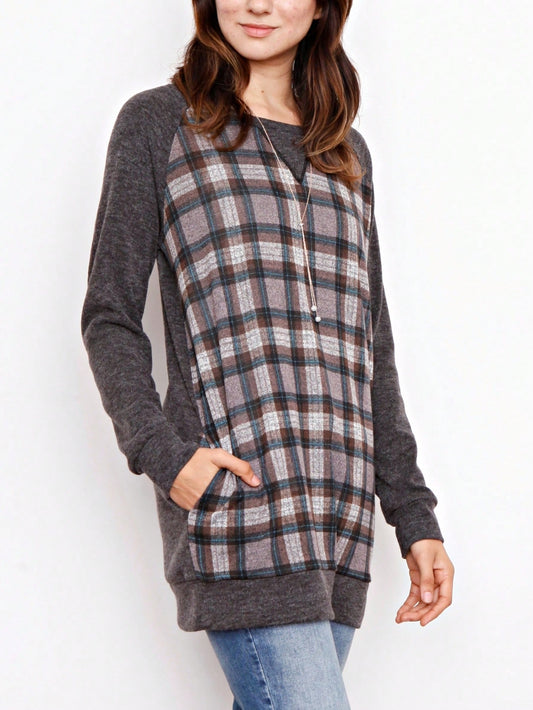 Boho Retro 60's Vintage Chevron Print Black Olive Baby Doll Tunic Top