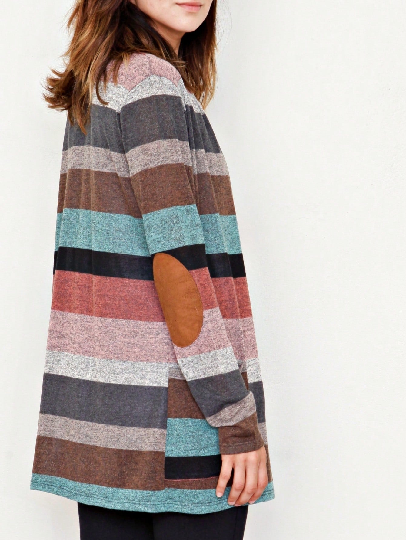 Boho Vintage 90's Plaid Stripe Tie Dye  Elbow Patch 60's Classic Slouch Cardigan With Pocket
