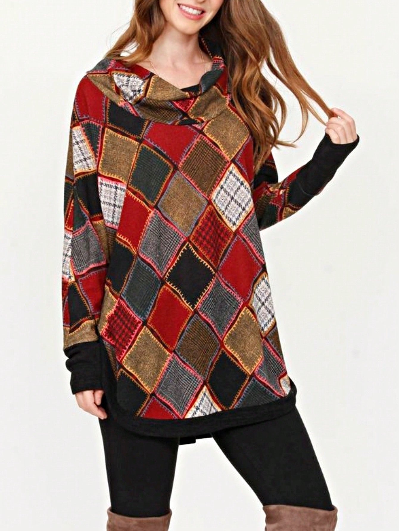Boho Retro 70's 90's  Knit Brushed Ruffle Tiered Color Block Stripe Tunic Dress