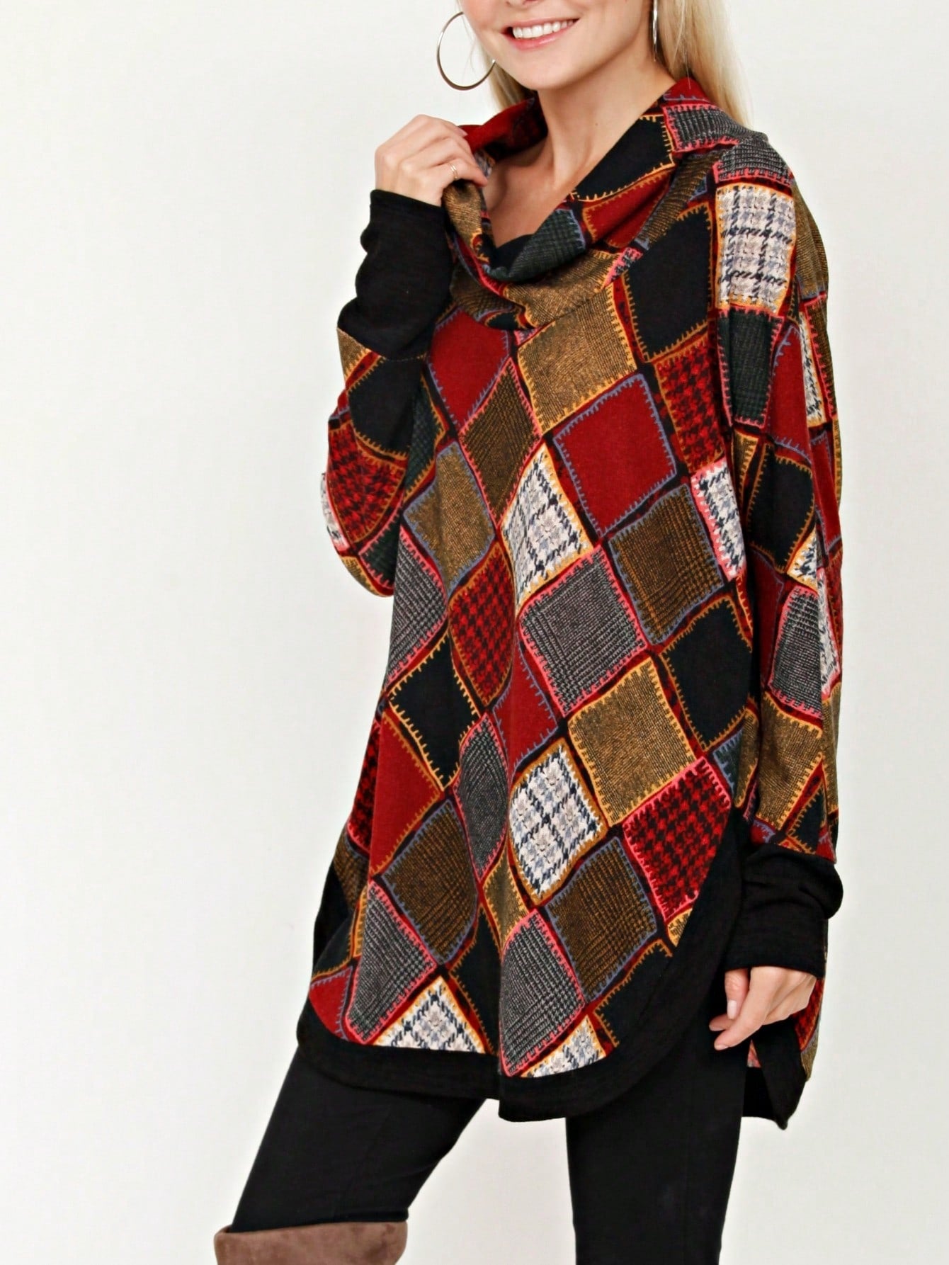 Boho Retro 70's 90's  Knit Brushed Ruffle Tiered Color Block Stripe Tunic Dress