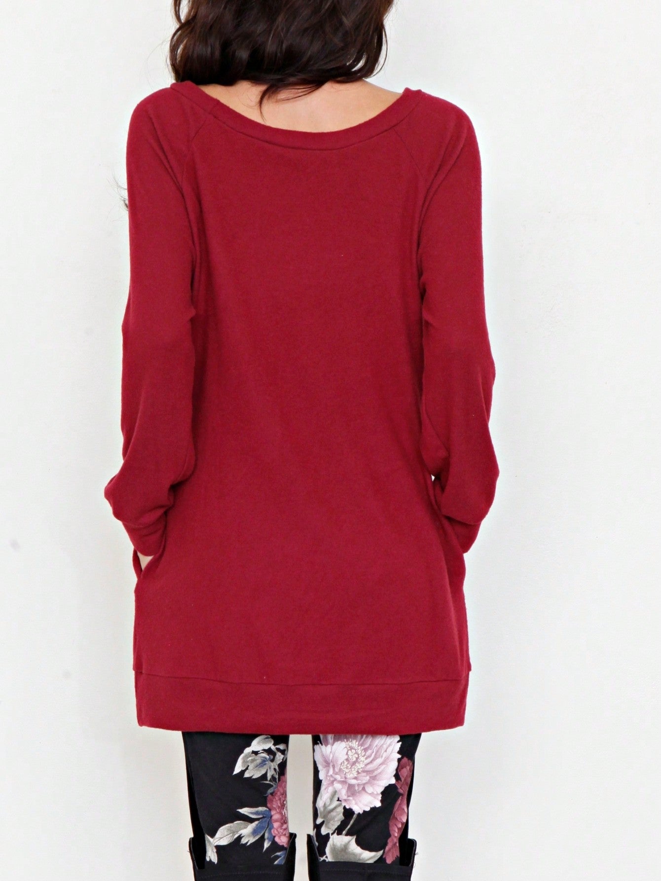 Boho Retro 90's Vintage V Stitch  Stripe Knit Contrast Binding Brushed Soft Stripe Raglan Sleeve Tunic Top Pullover