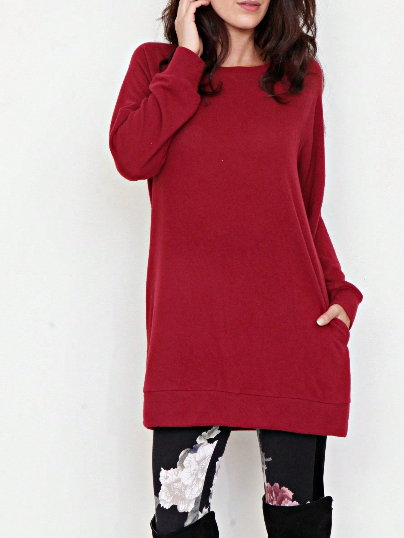 Boho Retro 90's Vintage V Stitch  Stripe Knit Contrast Binding Brushed Soft Stripe Raglan Sleeve Tunic Top Pullover