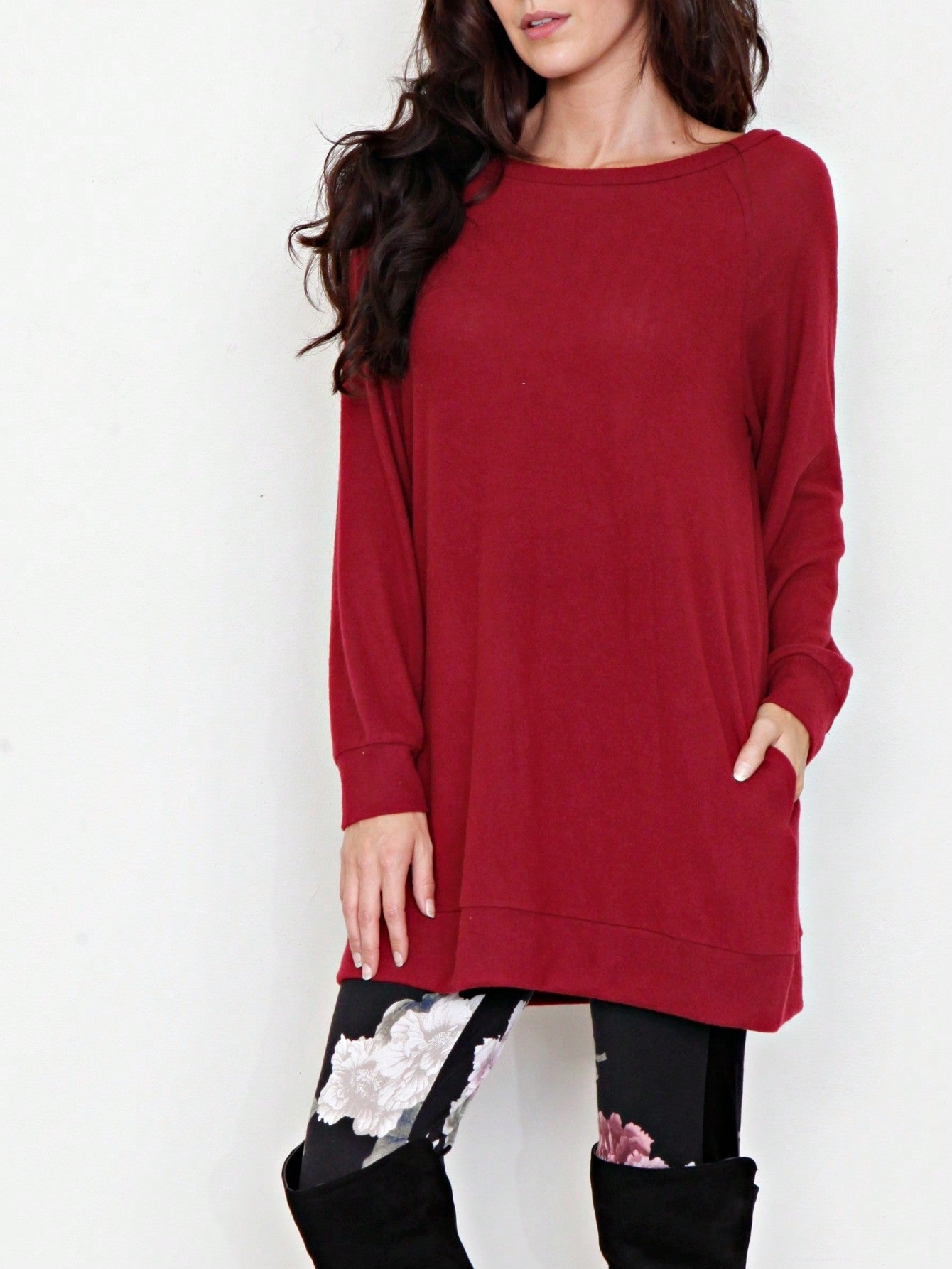 Boho Retro 90's Vintage V Stitch  Stripe Knit Contrast Binding Brushed Soft Stripe Raglan Sleeve Tunic Top Pullover
