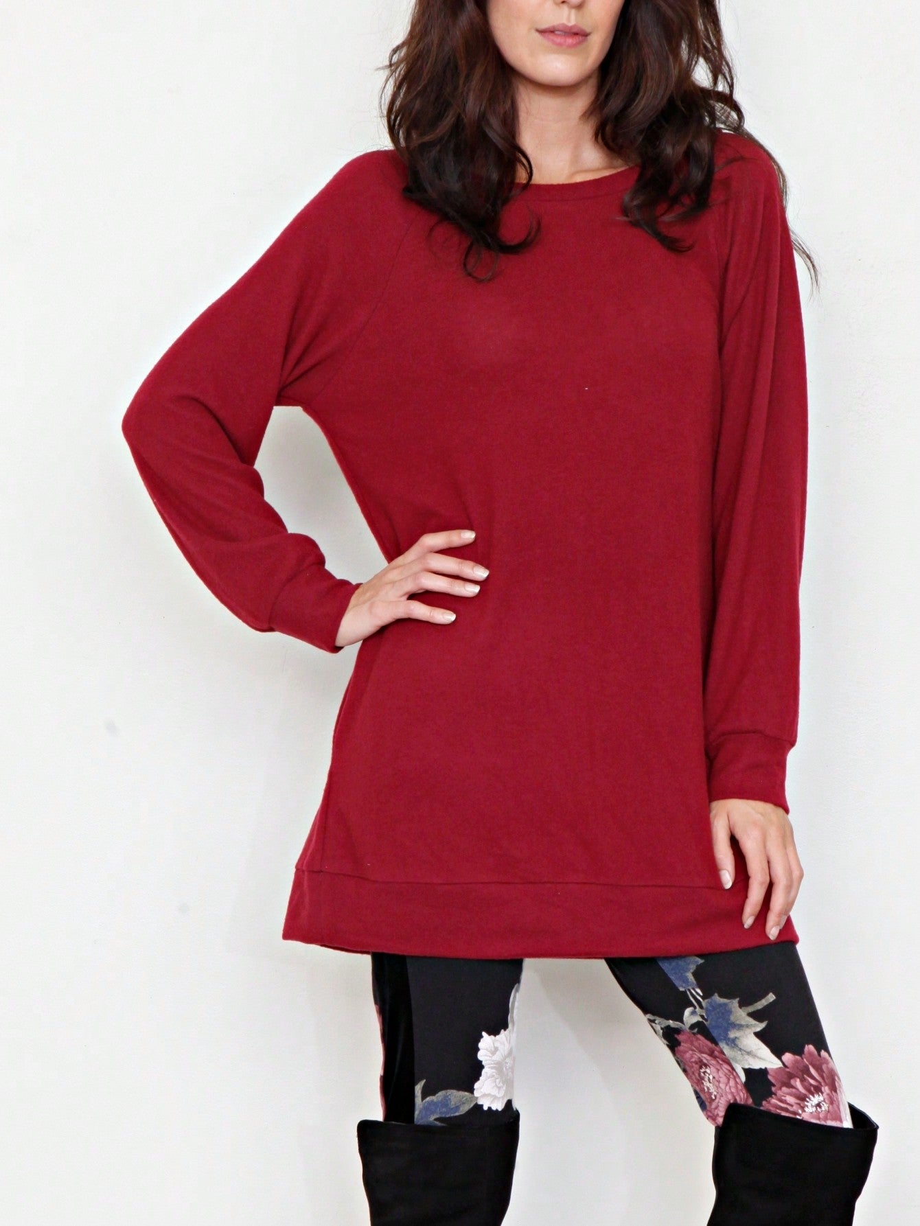 Boho Retro 90's Vintage V Stitch  Stripe Knit Contrast Binding Brushed Soft Stripe Raglan Sleeve Tunic Top Pullover