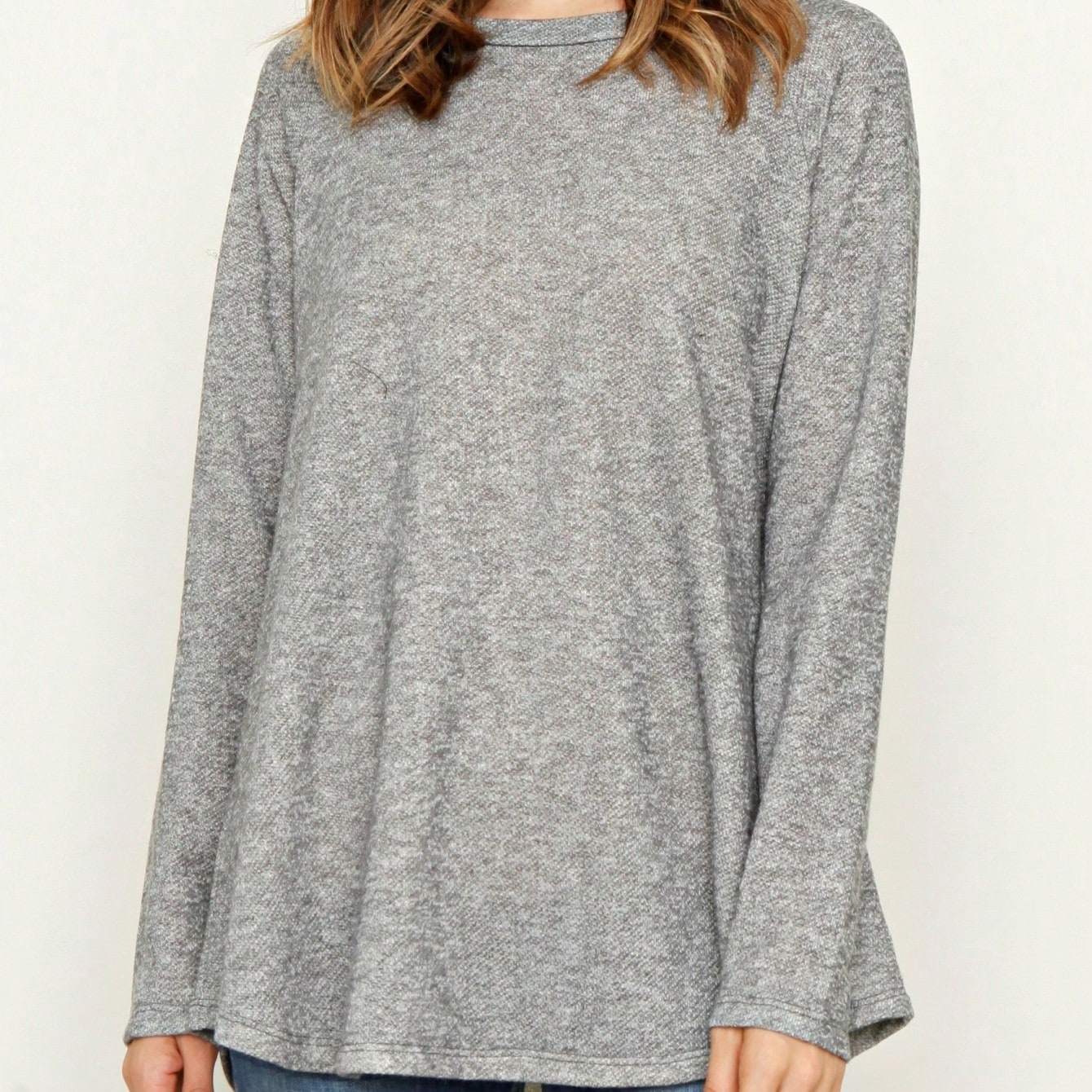Boho Retro 90's Vintage V Stitch  Stripe Knit Contrast Binding Brushed Soft Stripe Raglan Sleeve Tunic Top Pullover