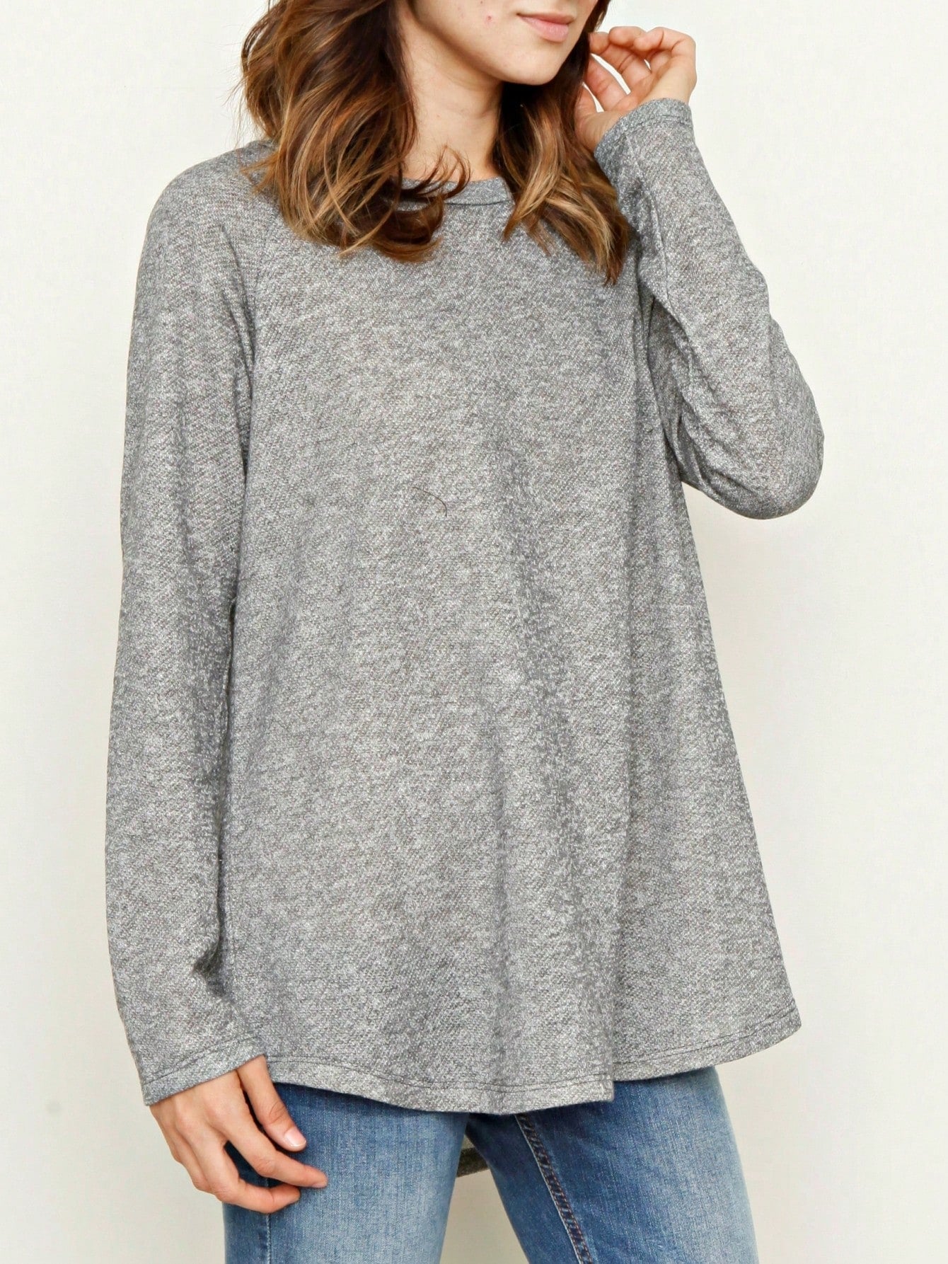 Boho Retro 90's Vintage V Stitch  Stripe Knit Contrast Binding Brushed Soft Stripe Raglan Sleeve Tunic Top Pullover