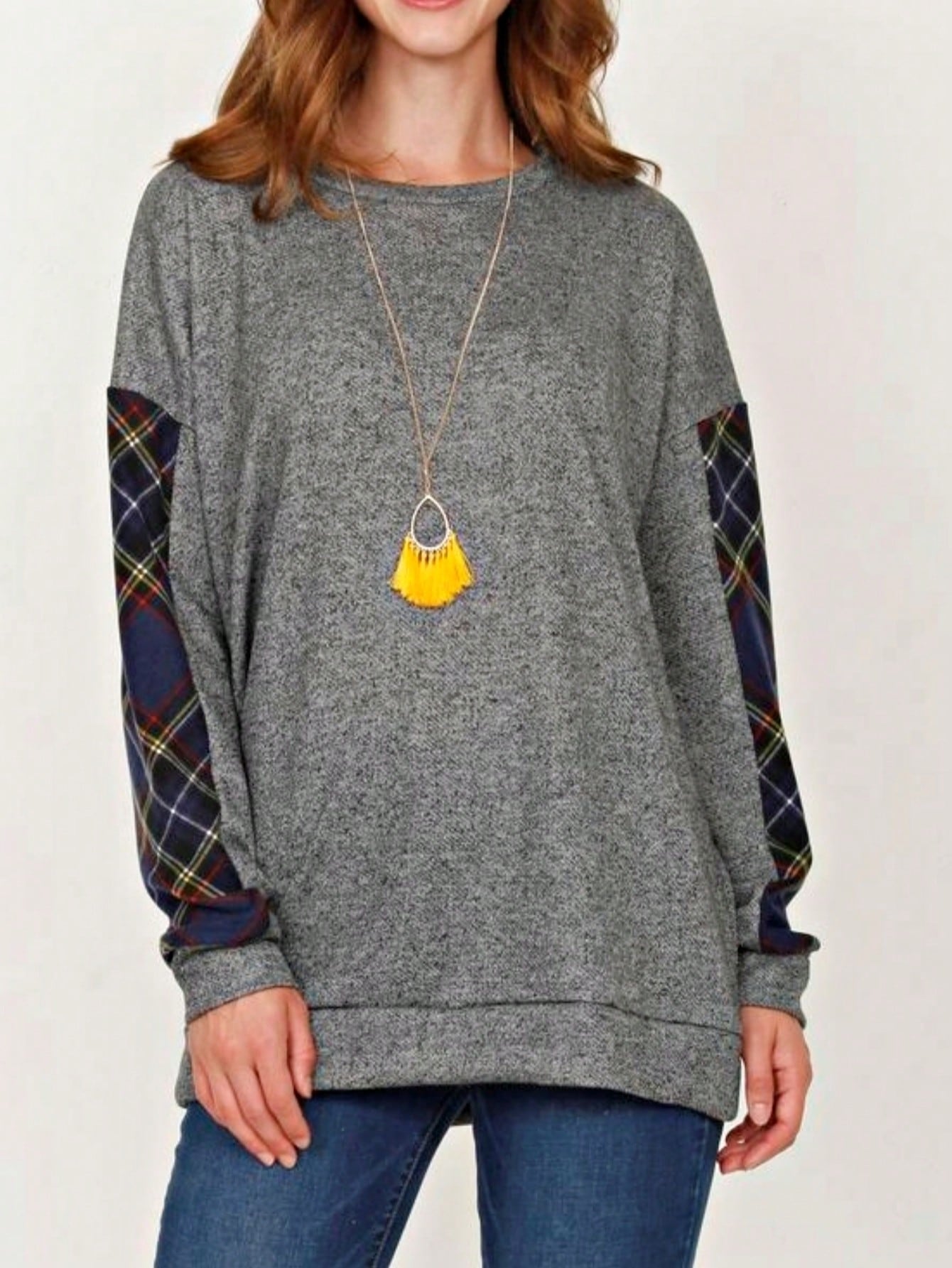 Boho Retro 90's Vintage V Stitch  Stripe Knit Contrast Binding Brushed Soft Stripe Raglan Sleeve Tunic Top Pullover
