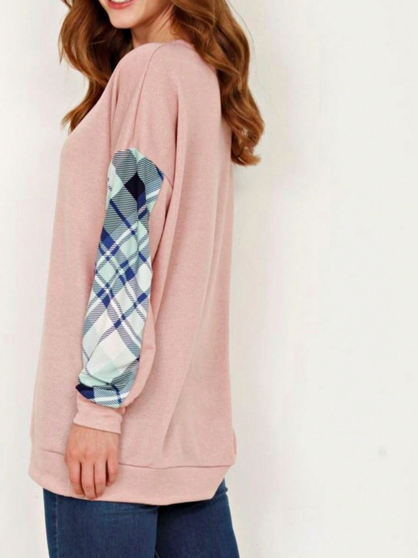 Boho Retro 90's Vintage V Stitch  Stripe Knit Contrast Binding Brushed Soft Stripe Raglan Sleeve Tunic Top Pullover