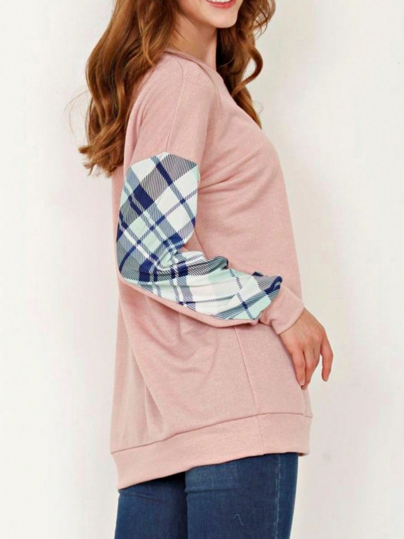 Boho Retro 90's Vintage V Stitch  Stripe Knit Contrast Binding Brushed Soft Stripe Raglan Sleeve Tunic Top Pullover