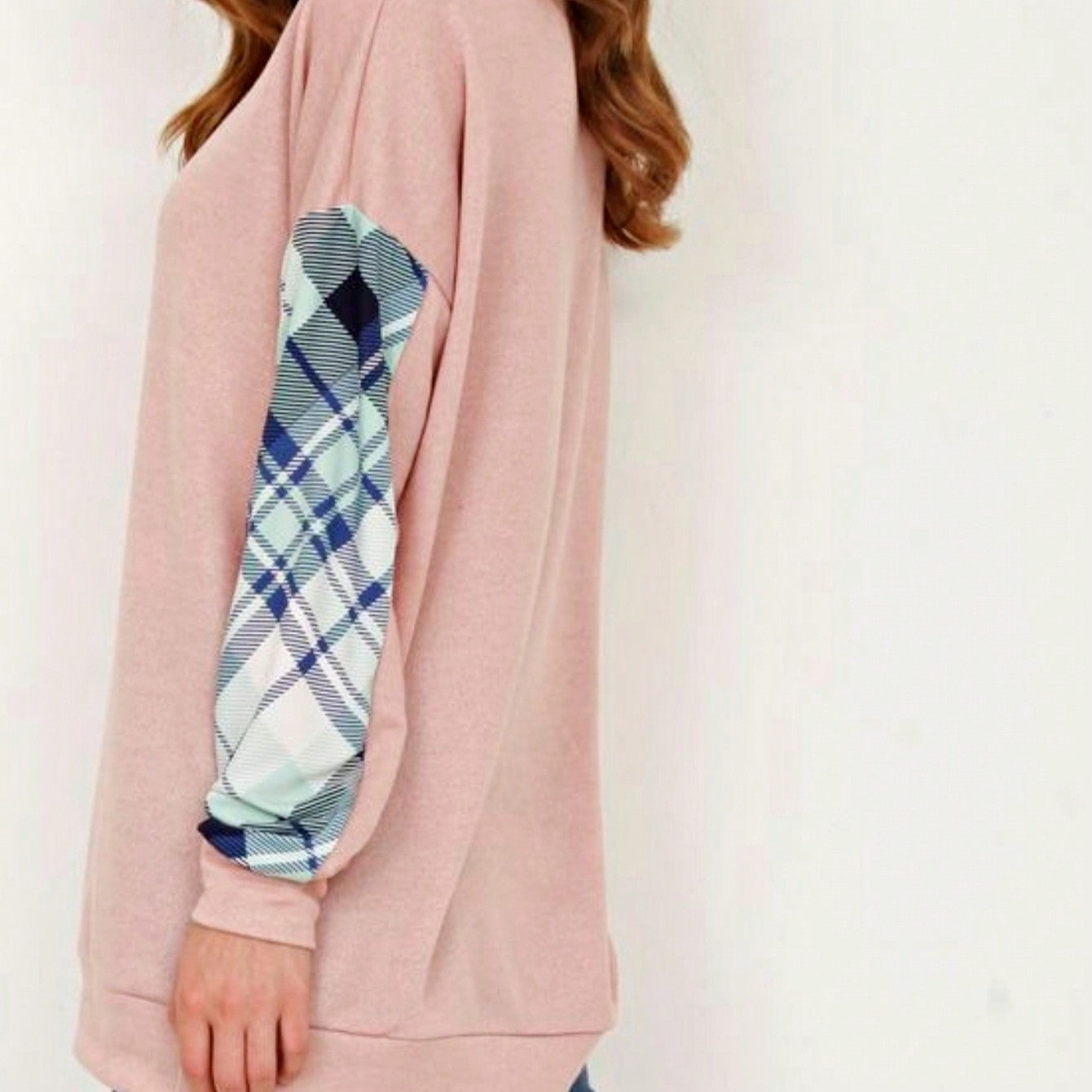 Boho Retro 90's Vintage V Stitch  Stripe Knit Contrast Binding Brushed Soft Stripe Raglan Sleeve Tunic Top Pullover