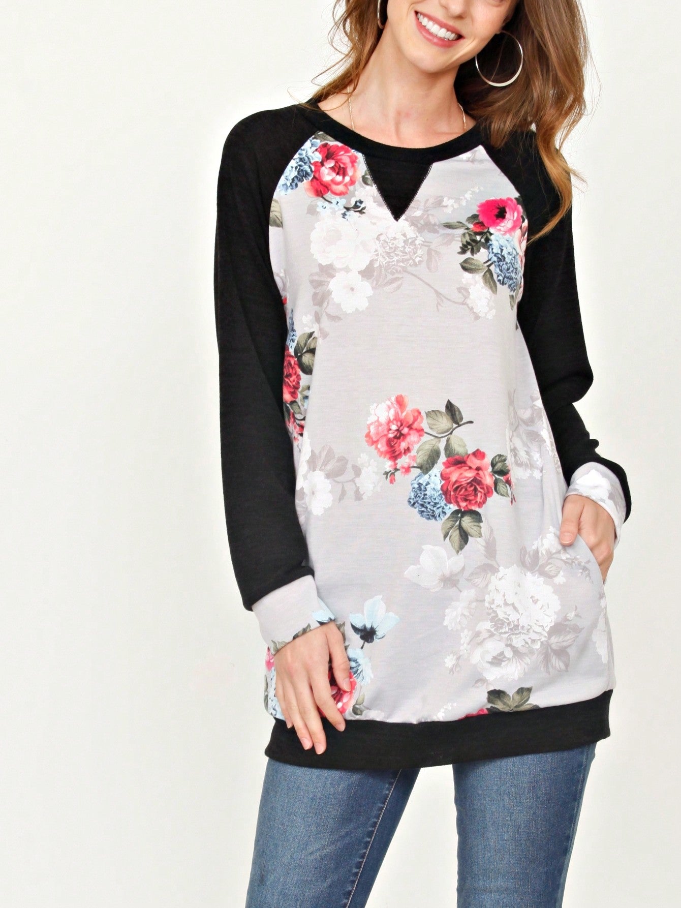 Boho Retro 90's Vintage  Preppy V Stitch  Stripe Knit Contrast Binding Brushed Soft Stripe Raglan Sleeve Tunic Top Pullover