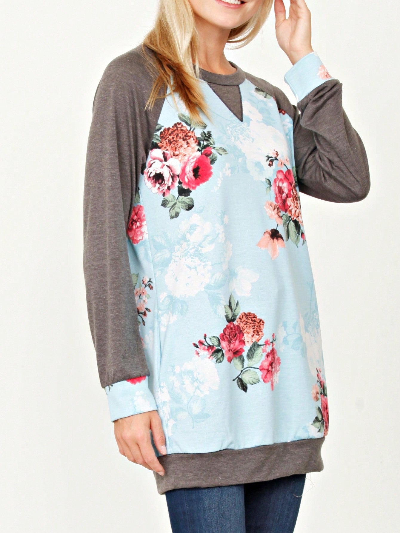Boho Retro 90's Vintage  Preppy V Stitch  Stripe Knit Contrast Binding Brushed Soft Stripe Raglan Sleeve Tunic Top Pullover