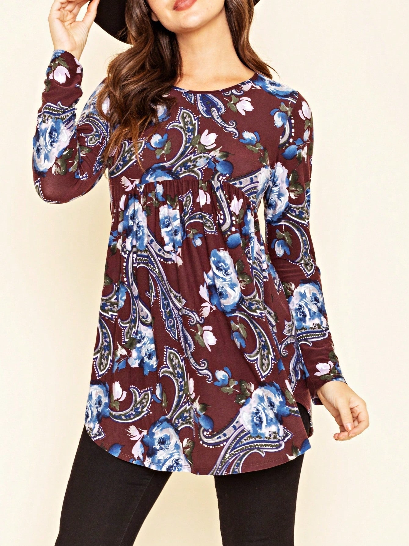Boho  Pattern Raglan Ruffle Flare Sleeve Tunic Blouse Top Small To 3XL Plus
