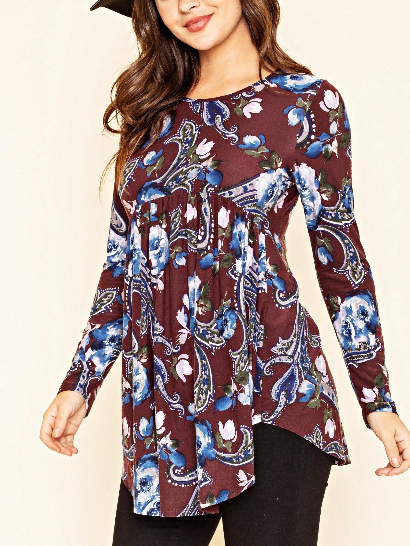Boho  Pattern Raglan Ruffle Flare Sleeve Tunic Blouse Top Small To 3XL Plus