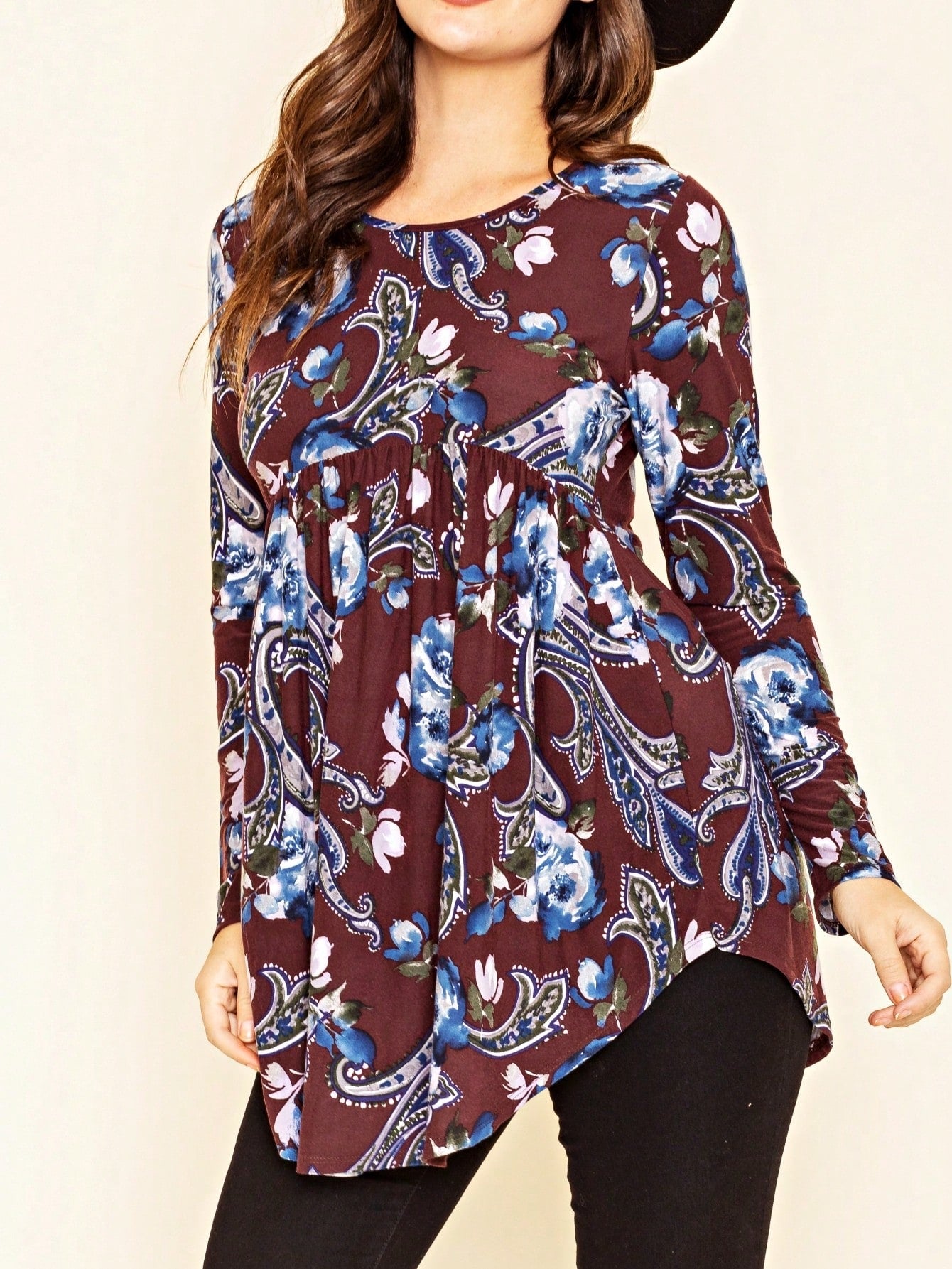 Boho  Pattern Raglan Ruffle Flare Sleeve Tunic Blouse Top Small To 3XL Plus