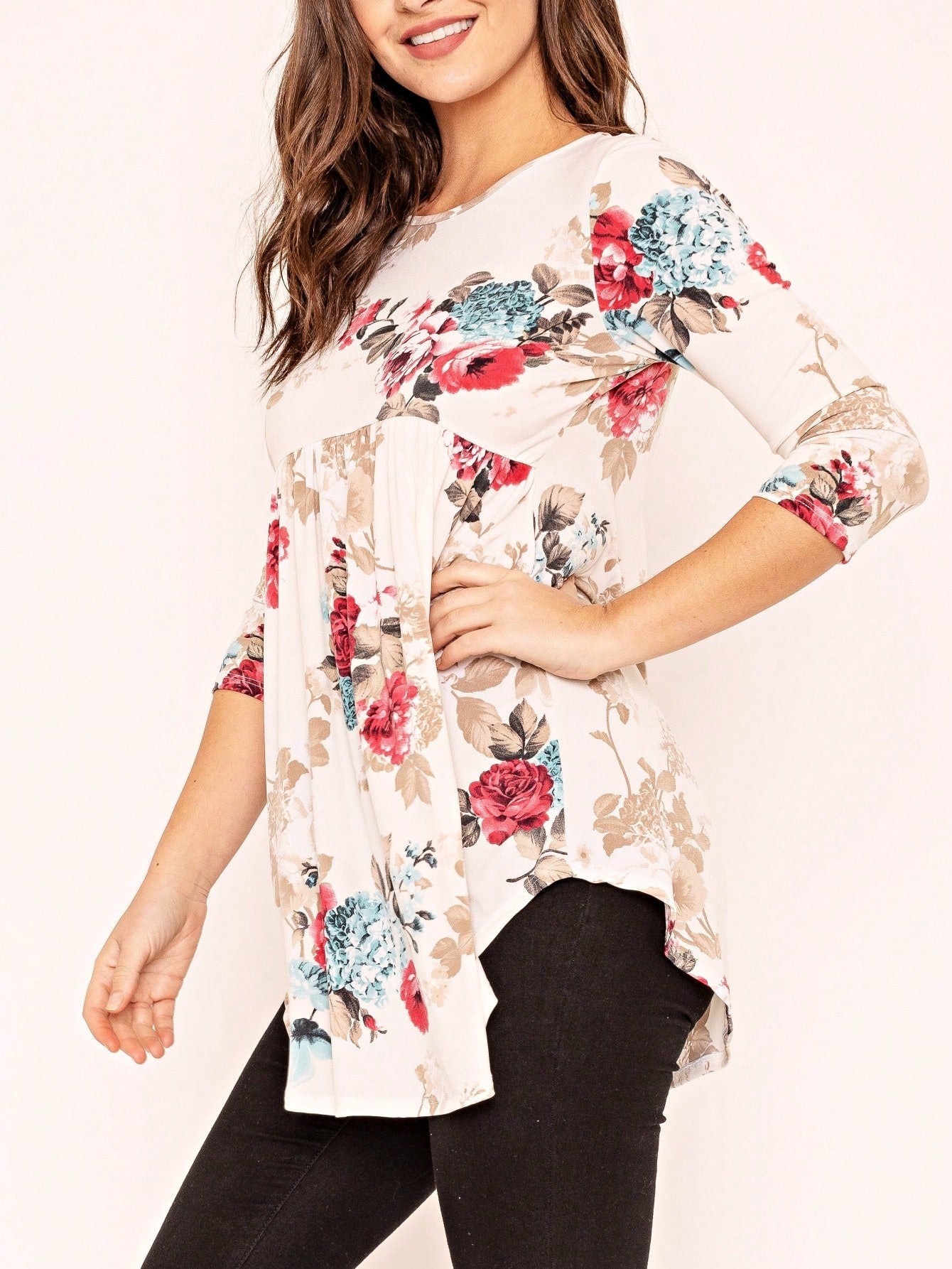 Boho  Pattern Raglan Ruffle Flare Sleeve Tunic Blouse Top Small To 3XL Plus