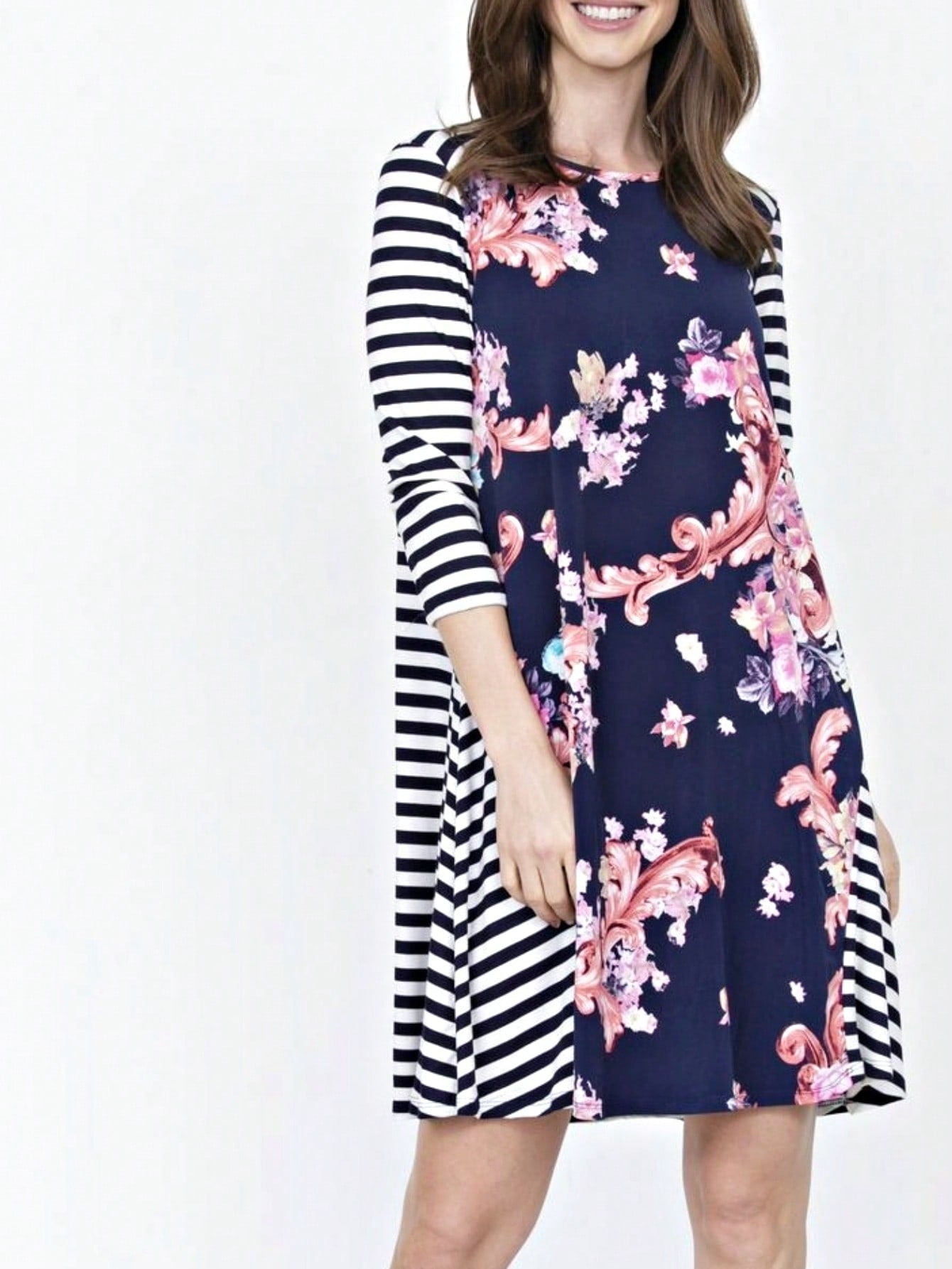 Boho Retro Gingham Rayon Summer Cool Soft Half Sleeve Ruffle Bell Stripe Midi Dress
