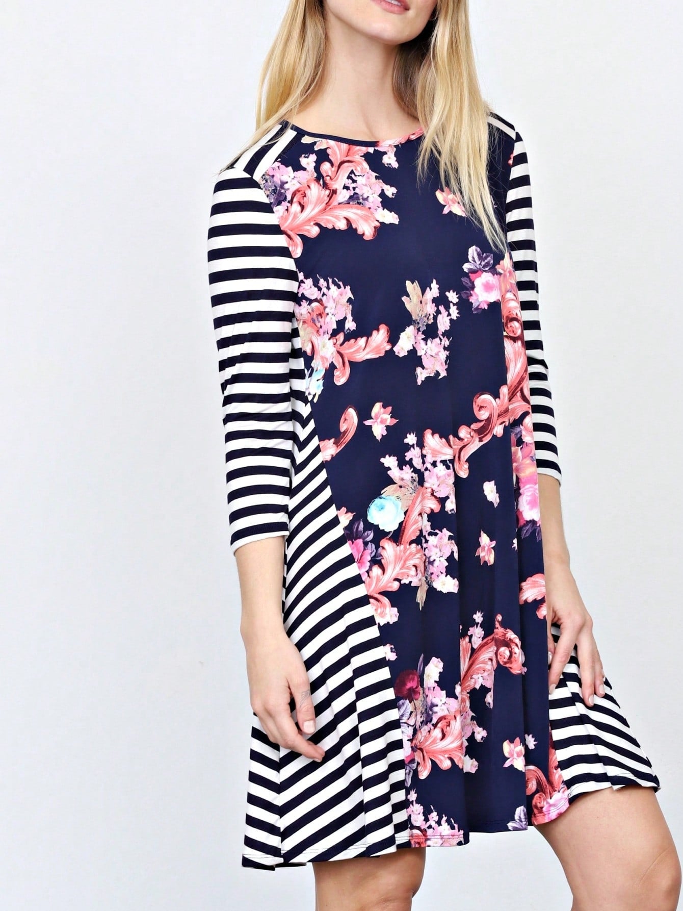 Boho Retro Gingham Rayon Summer Cool Soft Half Sleeve Ruffle Bell Stripe Midi Dress