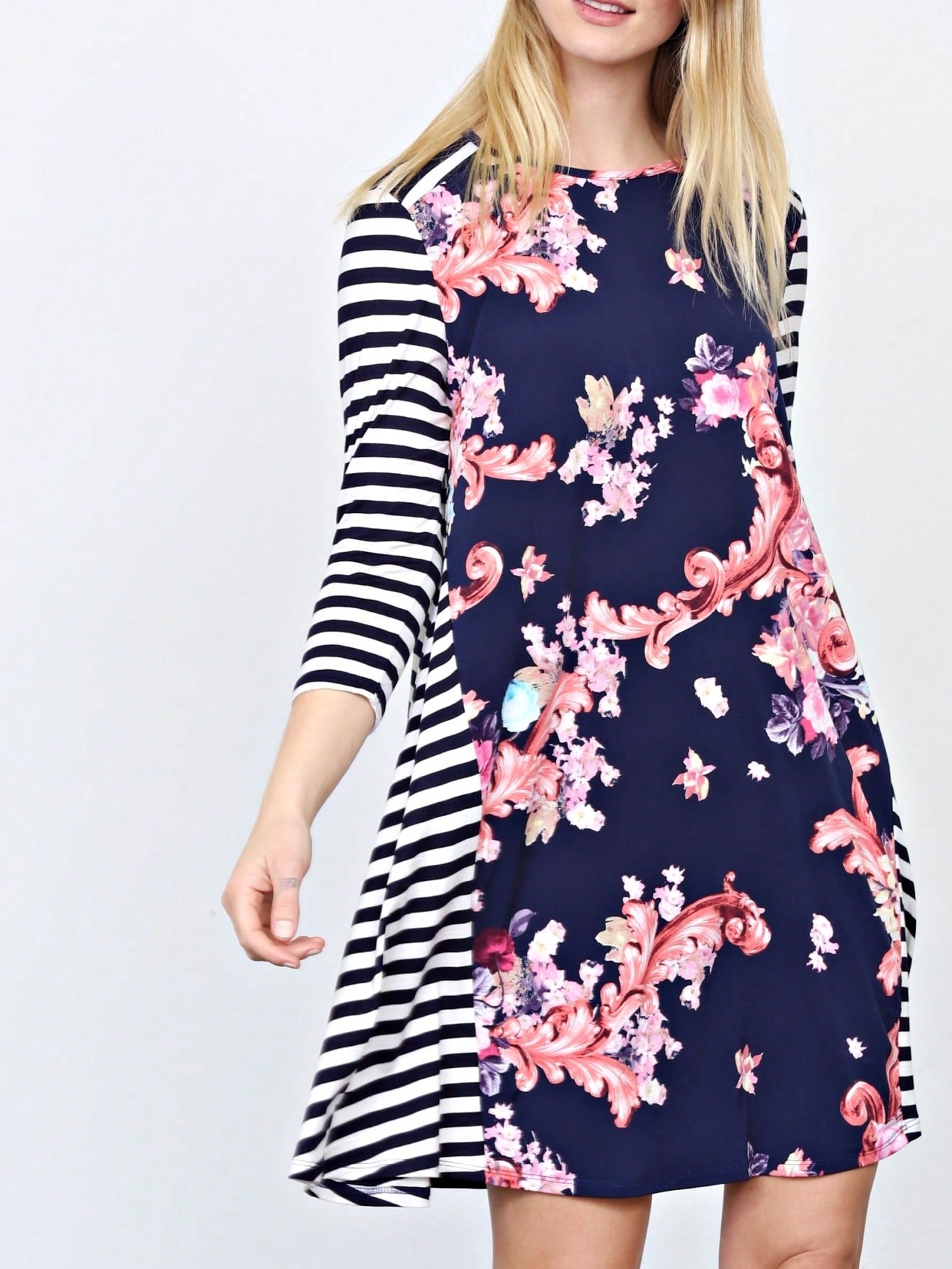 Boho Retro Gingham Rayon Summer Cool Soft Half Sleeve Ruffle Bell Stripe Midi Dress