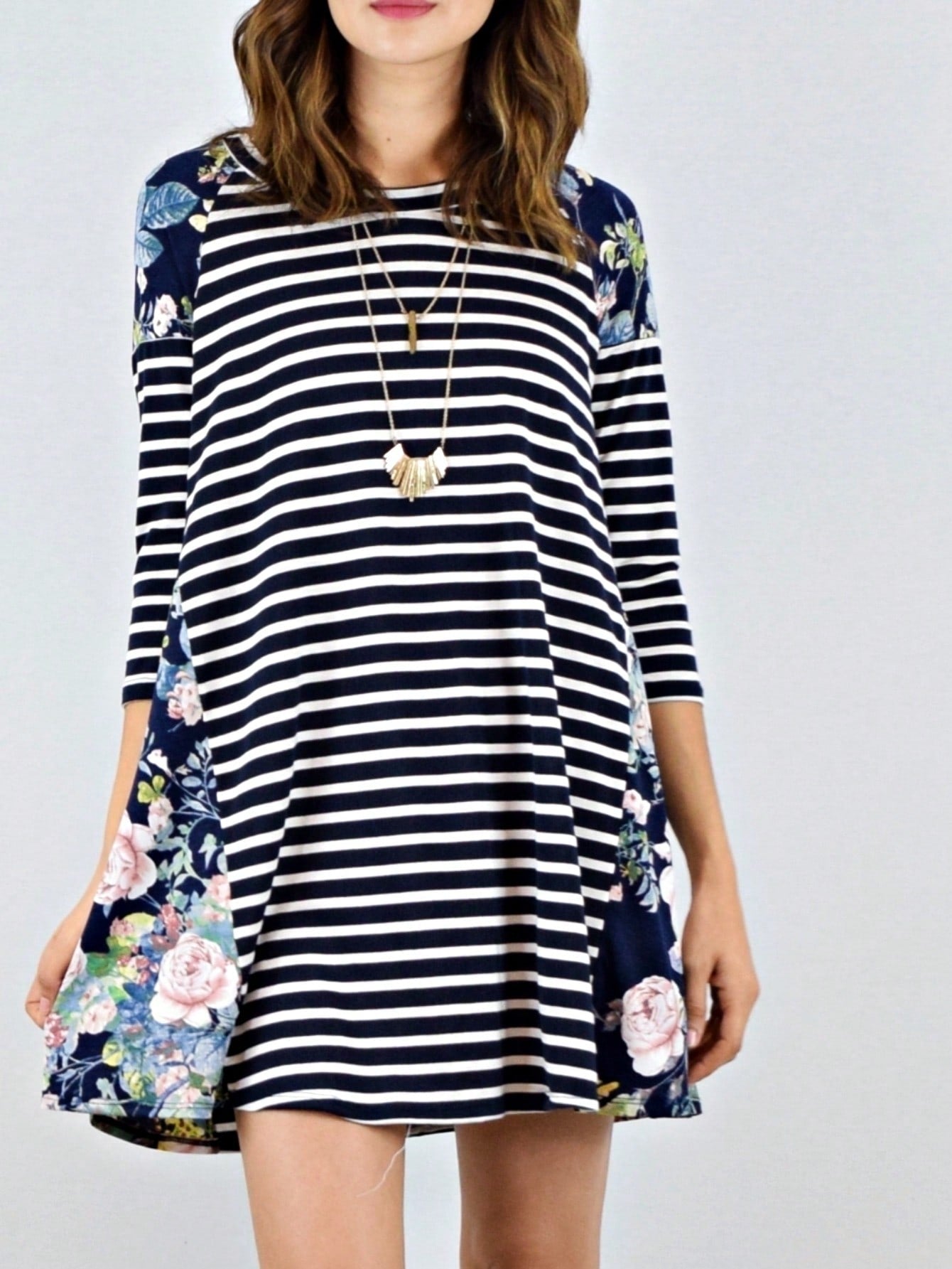 Boho Retro Gingham Rayon Summer Cool Soft Half Sleeve Ruffle Bell Stripe Midi Dress