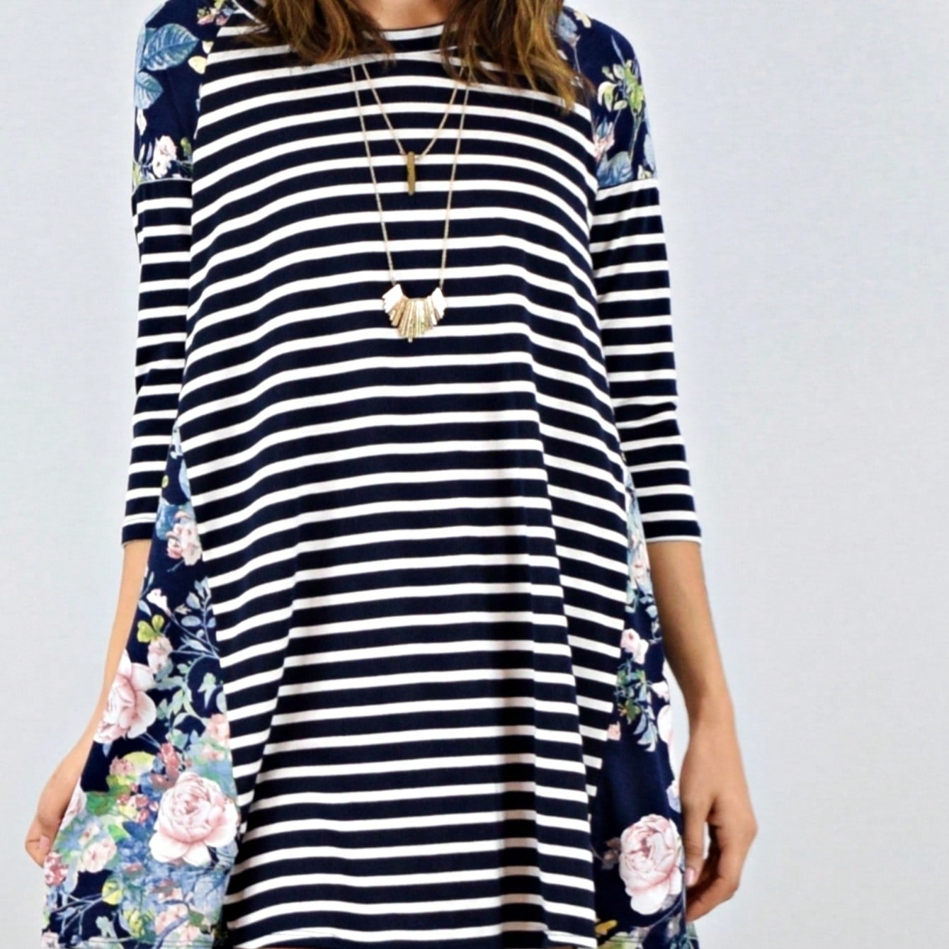 Boho Retro Gingham Rayon Summer Cool Soft Half Sleeve Ruffle Bell Stripe Midi Dress