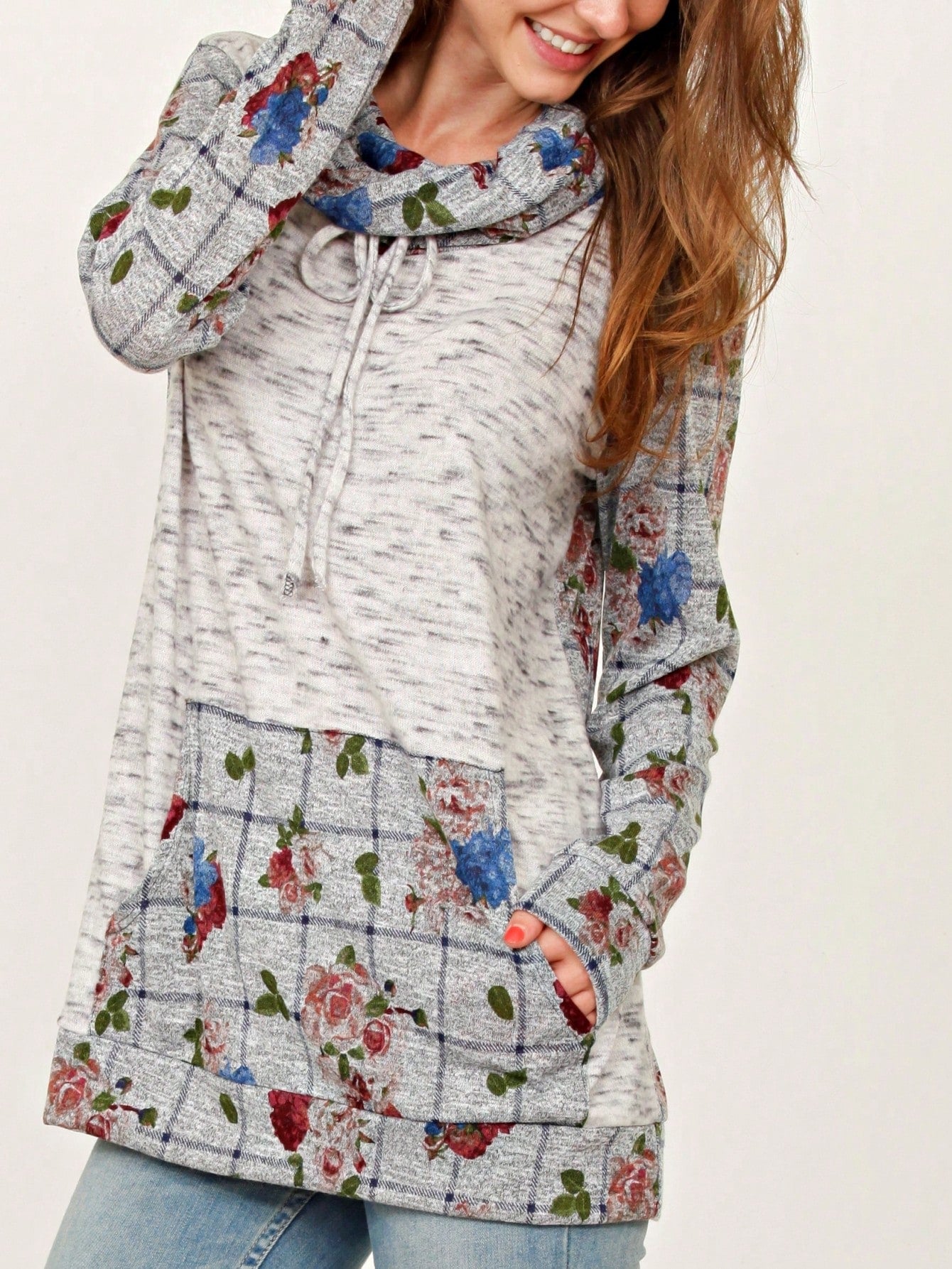 Boho Retro Solid Knit Button Turtle Neck Tulip Slit Tunic Top  Knit Top