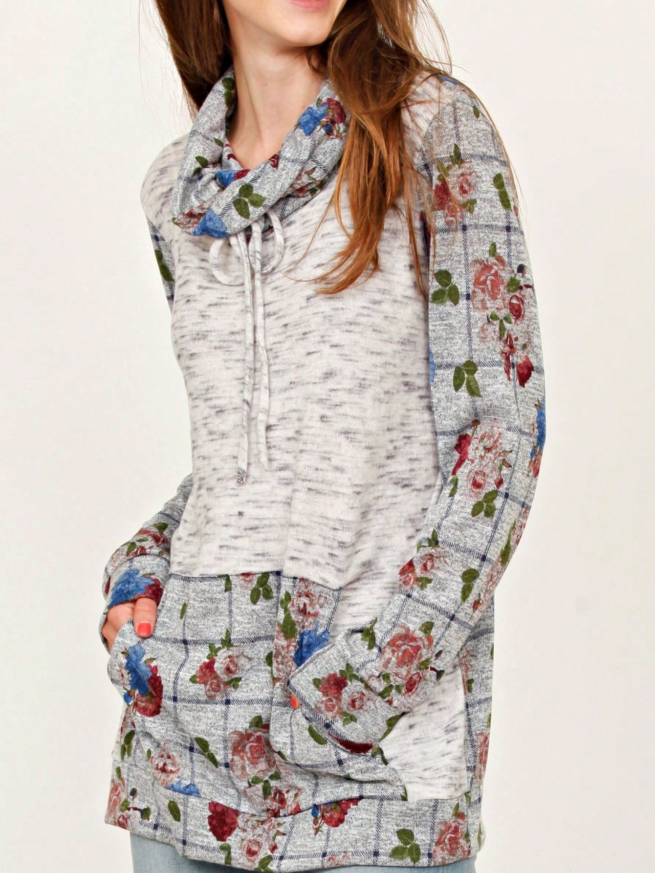 Boho Retro Solid Knit Button Turtle Neck Tulip Slit Tunic Top  Knit Top