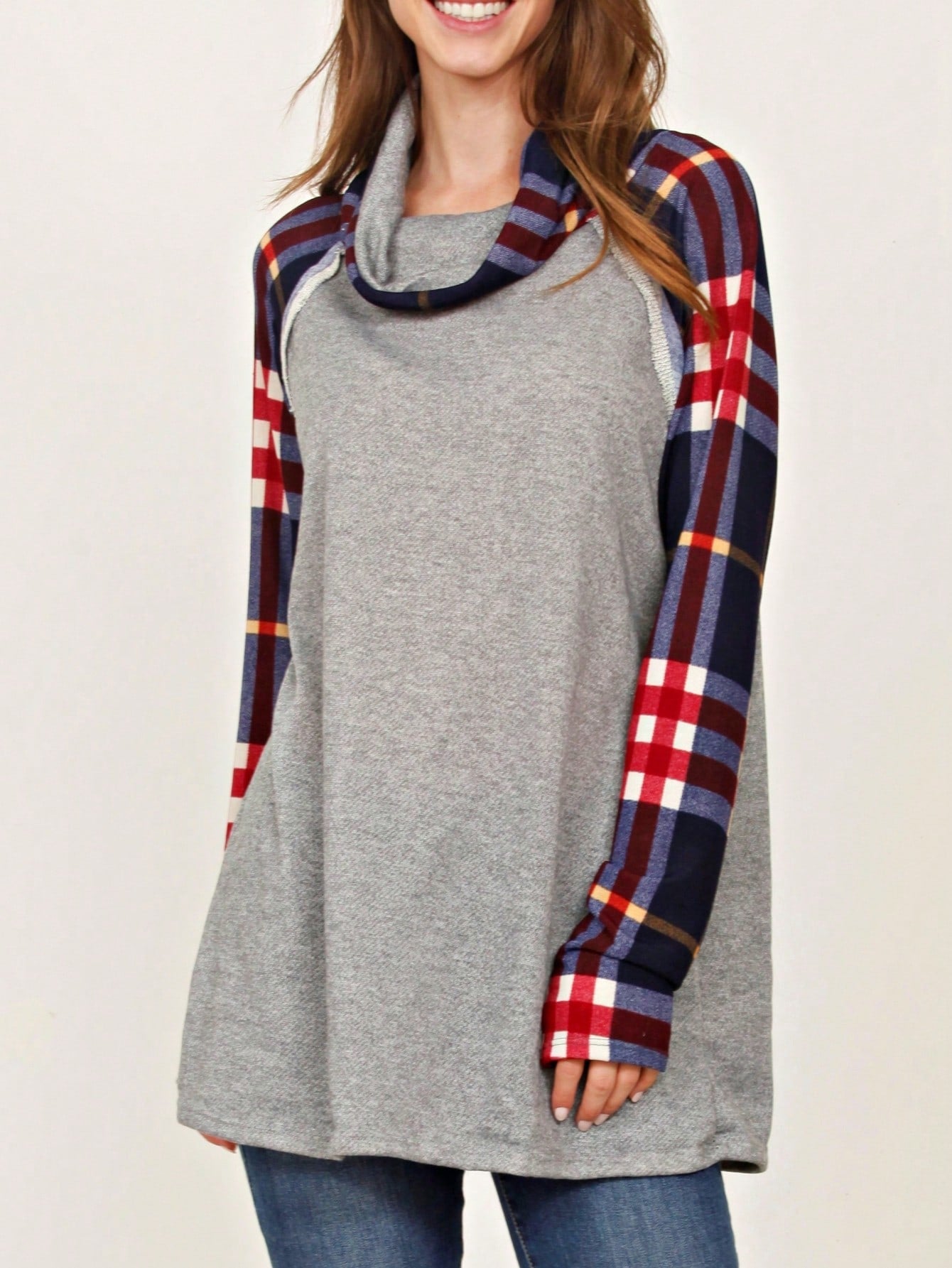 Boho Retro Solid Knit Button Turtle Neck Tulip Slit Tunic Top  Knit Top