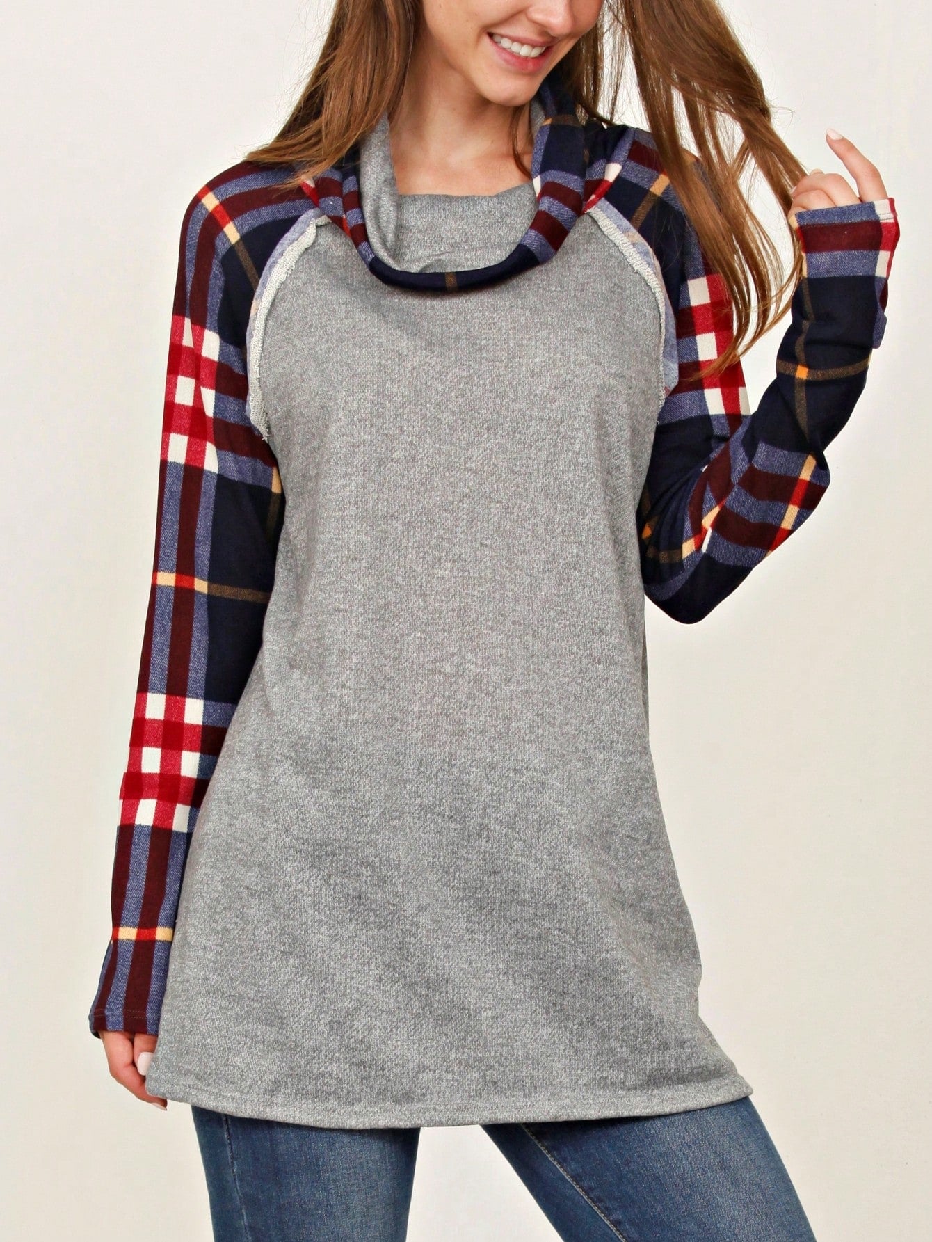 Boho Retro Solid Knit Button Turtle Neck Tulip Slit Tunic Top  Knit Top