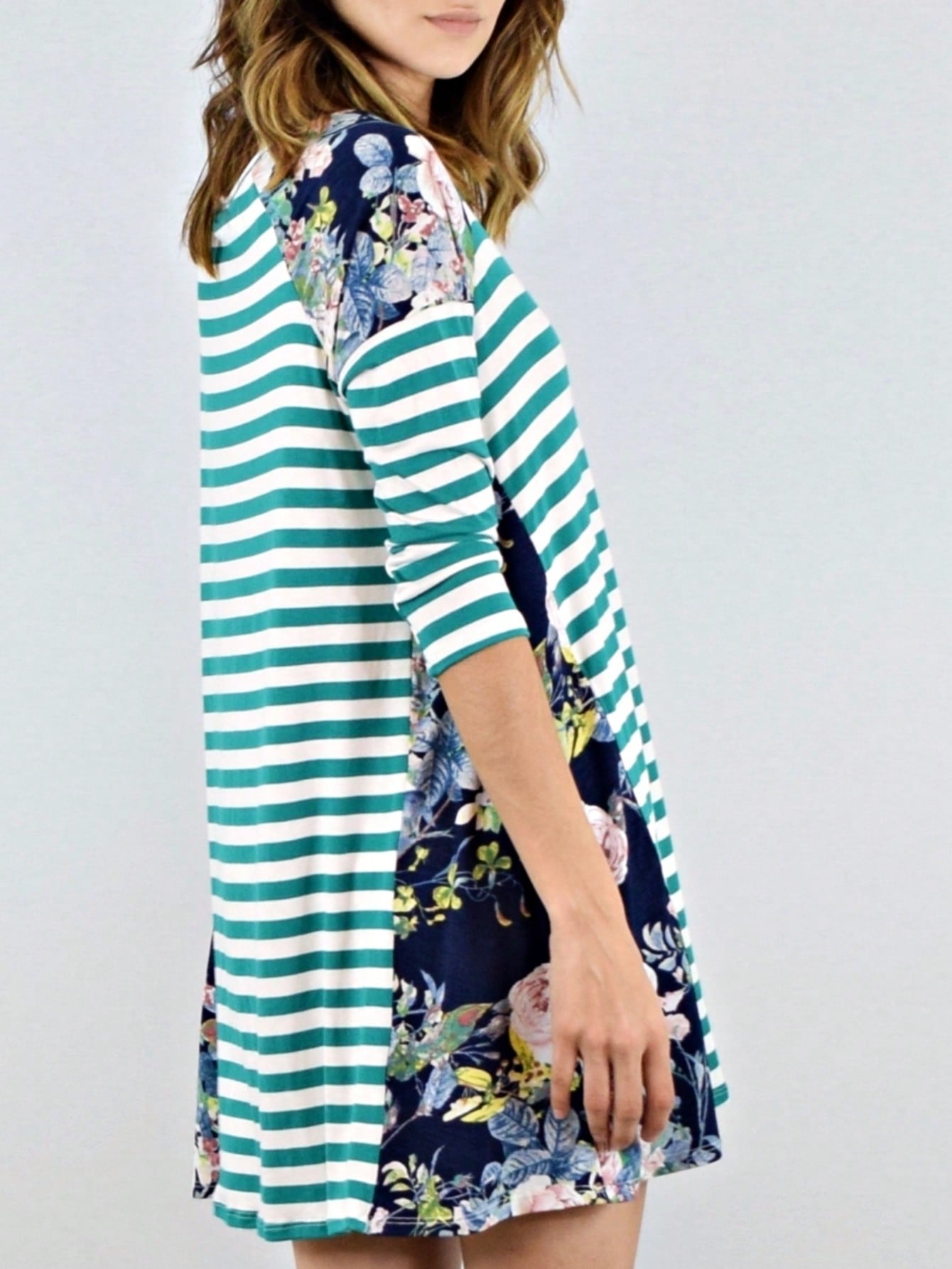 Boho Retro Gingham Rayon Summer Cool Soft Half Sleeve Ruffle Bell Stripe Midi Dress