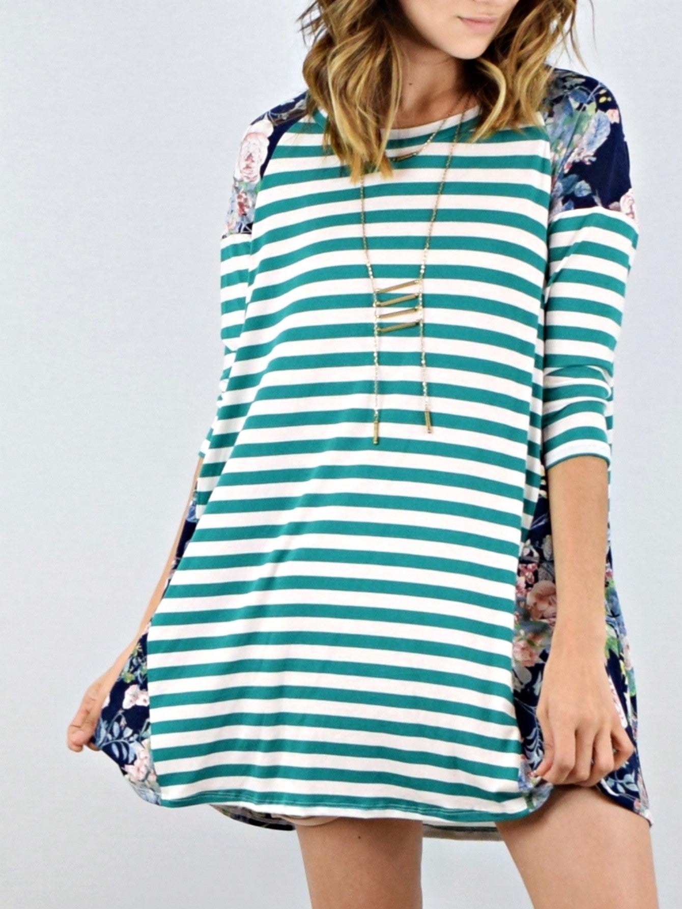 Boho Retro Gingham Rayon Summer Cool Soft Half Sleeve Ruffle Bell Stripe Midi Dress