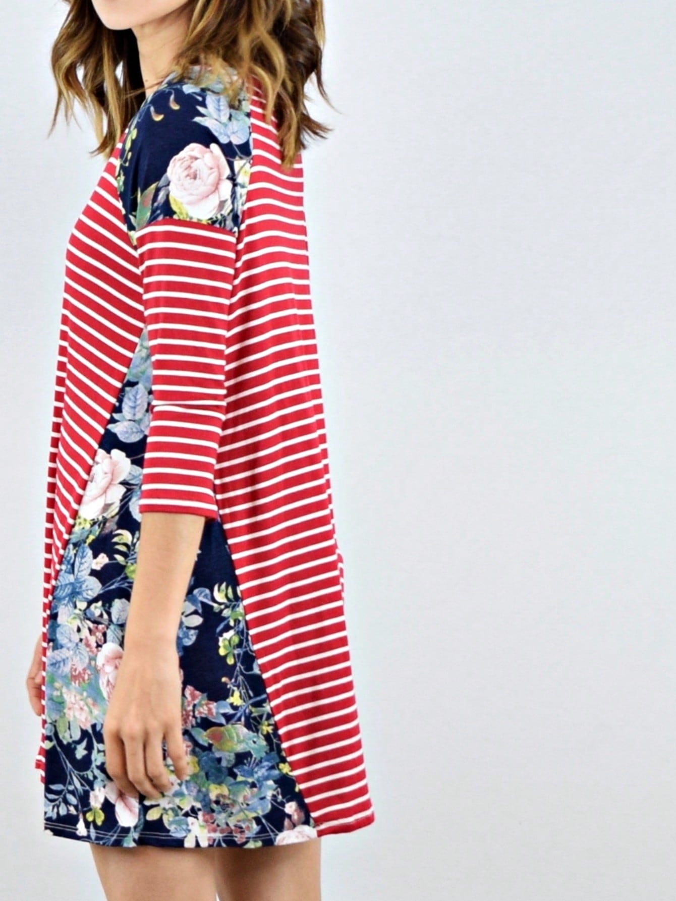 Boho Retro Gingham Rayon Summer Cool Soft Half Sleeve Ruffle Bell Stripe Midi Dress