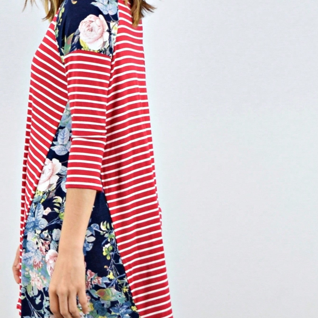 Boho Retro Gingham Rayon Summer Cool Soft Half Sleeve Ruffle Bell Stripe Midi Dress