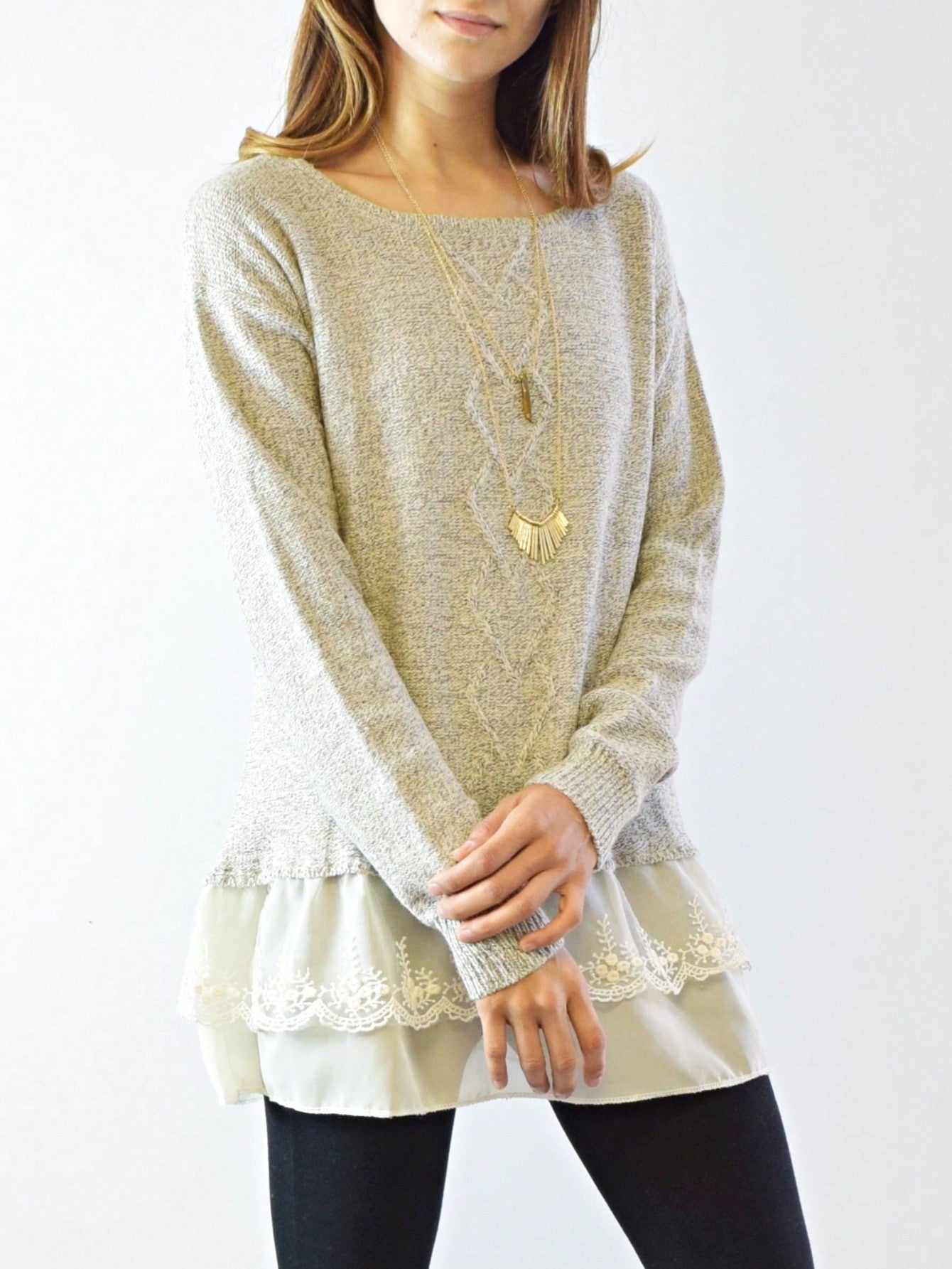 Boho Retro 90's Textured Mesh Color Block Floral Sleeve Drop Raglan Round Mock Neck  Layering Shoulder Mesh Lace Half And Long Sleeve Ivory Cream Navy Red Crew Neck Top Shirt Blouse