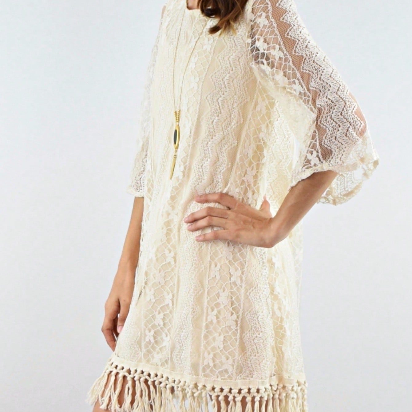 Boho Retro 90's Textured Mesh Color Block Floral Sleeve Drop Raglan Round Mock Neck  Layering Shoulder Mesh Lace Half And Long Sleeve Ivory Cream Navy Red Crew Neck Top Shirt Blouse