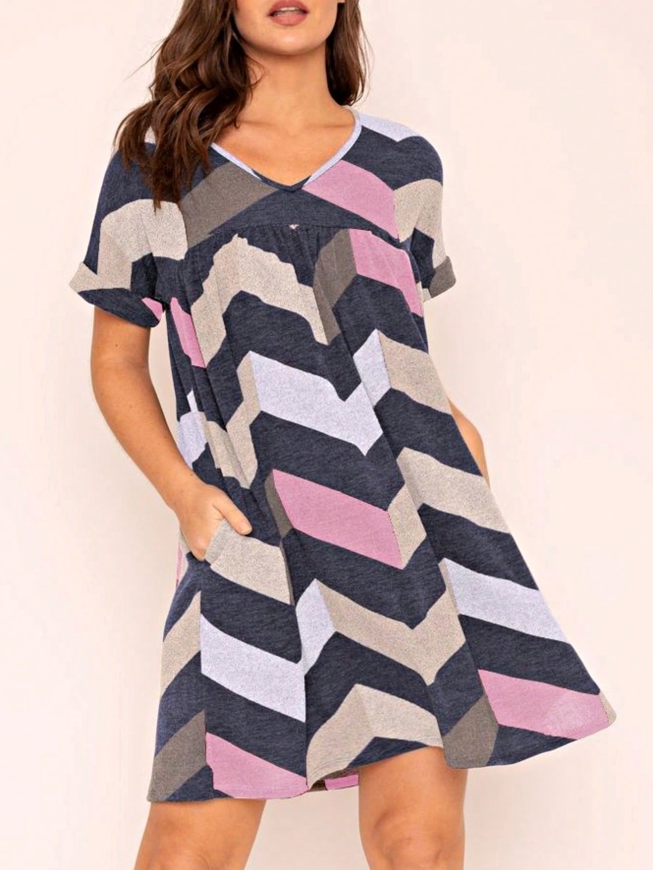 Boho Retro Vintage Multi Stripe Retro 60's Style  Mini Dress