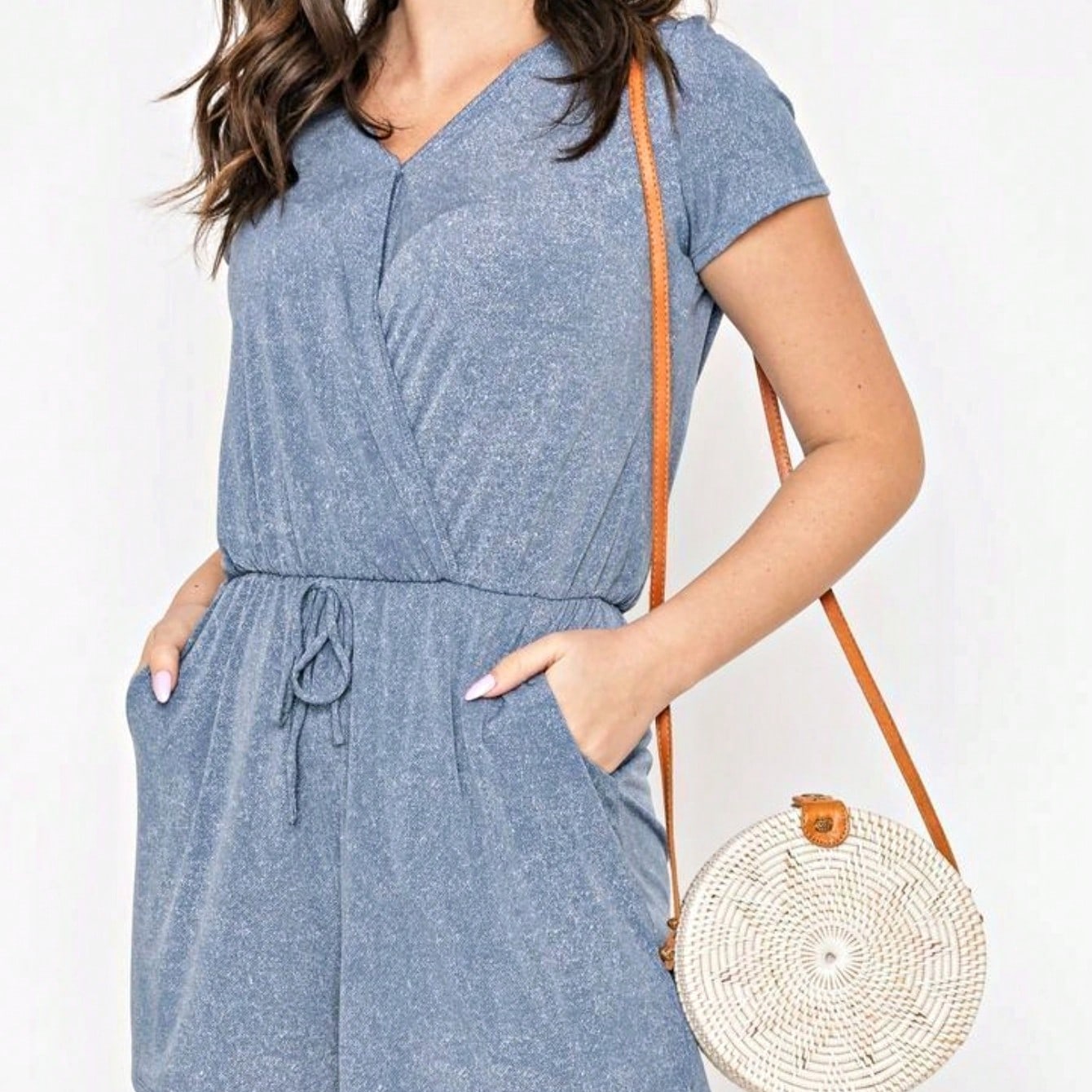 Boho Retro Casual Animal Floral Leopard  Print Pink Brown Grey White Ivory  Romper Short Sleeve V-Neck Surplice Jumpsuit