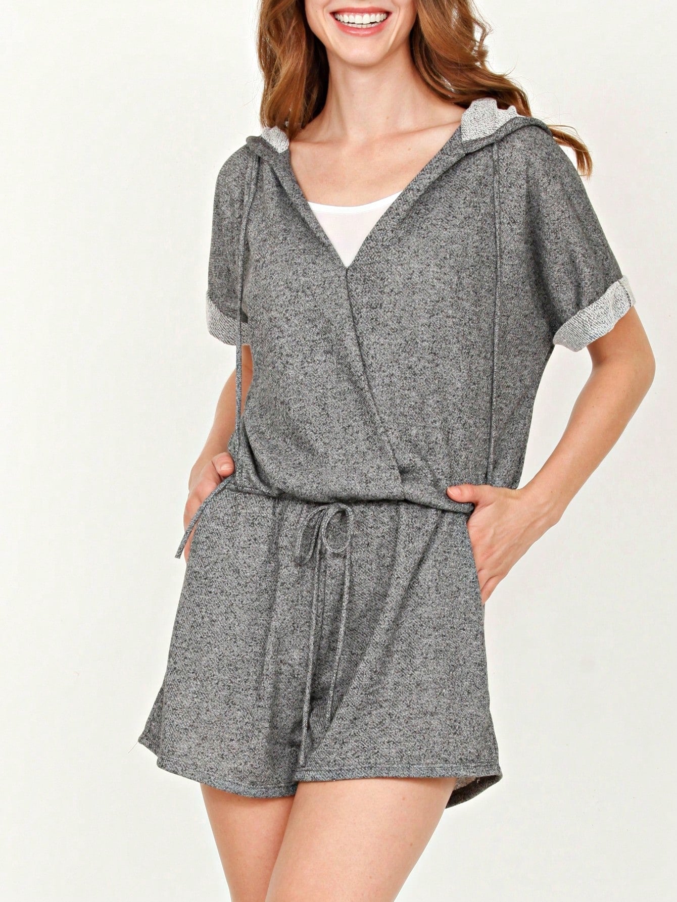Boho Retro Casual Animal Floral Leopard  Print Pink Brown Grey White Ivory  Romper Short Sleeve V-Neck Surplice Jumpsuit