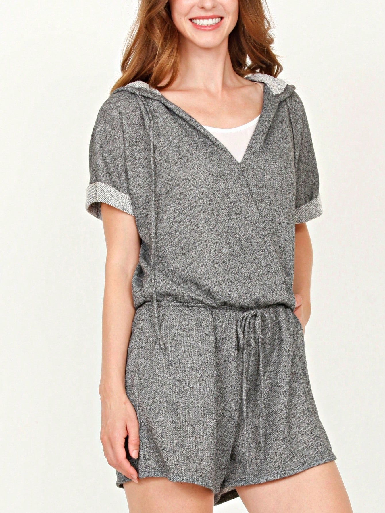 Boho Retro Casual Animal Floral Leopard  Print Pink Brown Grey White Ivory  Romper Short Sleeve V-Neck Surplice Jumpsuit