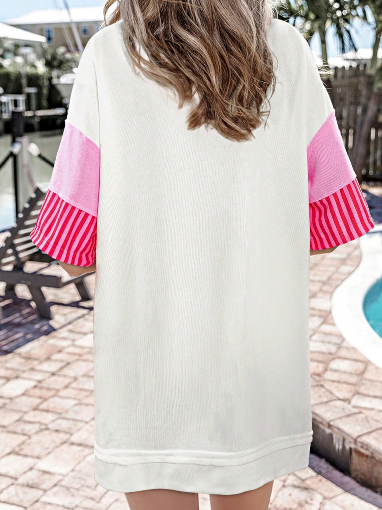 Boho Retro Vintage 90's Stripe Cotton Drop Shoulder Over Size V Neck Rugby  Preppy Shirt  Top Pullover Sweater