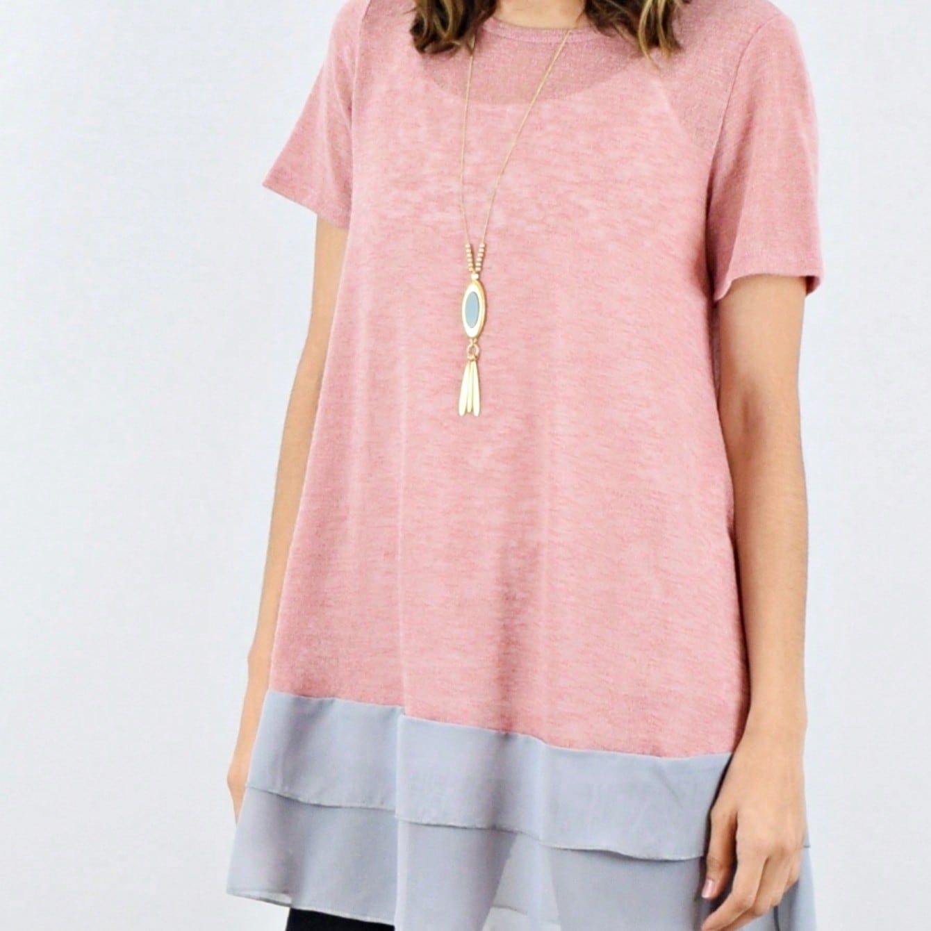 Boho Retro Knot Twisted Front Floral Stripe Knit  Top Blouse Shirt Pullover With Front Pocket
