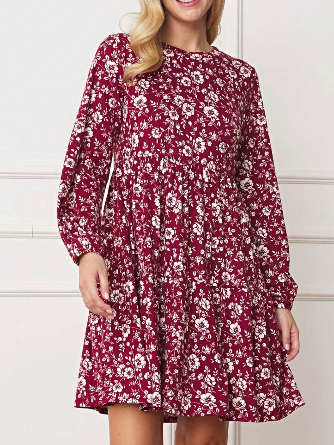 Boho Retro Ditsy Floral Flutter Puff Sleeve Square Neck Tiered Ruffle Tea Midi Length Classic Bridgerton Dress