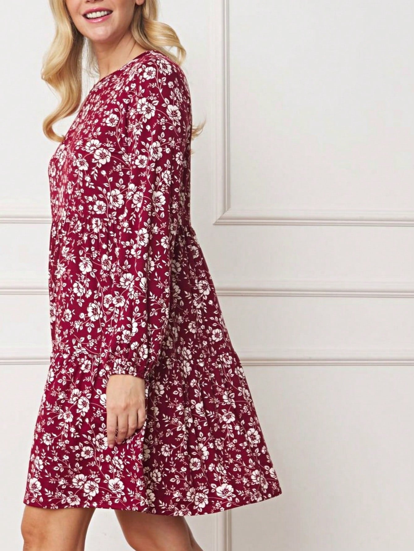 Boho Retro Ditsy Floral Flutter Puff Sleeve Square Neck Tiered Ruffle Tea Midi Length Classic Bridgerton Dress
