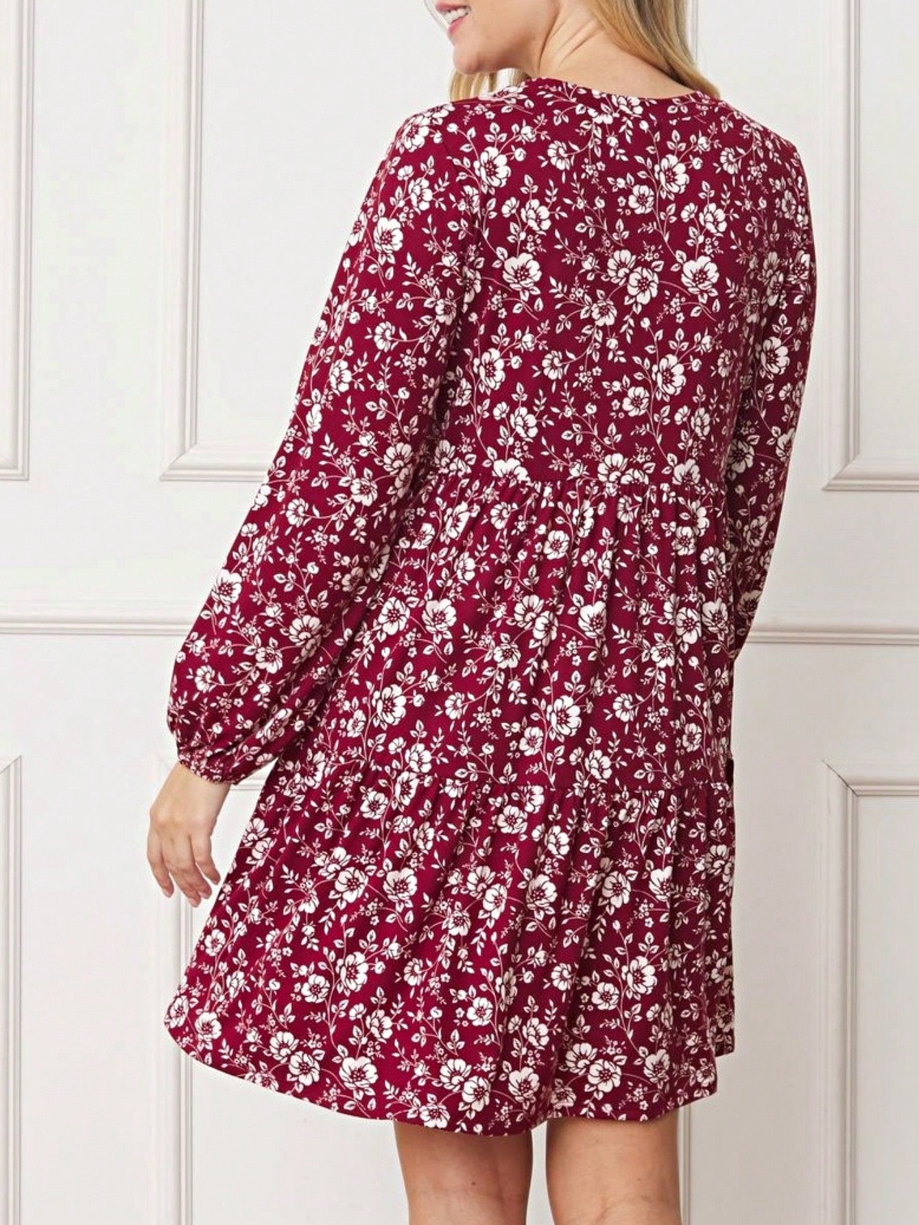 Boho Retro Ditsy Floral Flutter Puff Sleeve Square Neck Tiered Ruffle Tea Midi Length Classic Bridgerton Dress