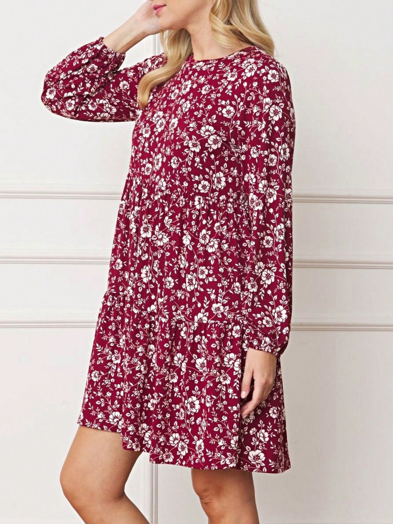 Boho Retro Ditsy Floral Flutter Puff Sleeve Square Neck Tiered Ruffle Tea Midi Length Classic Bridgerton Dress