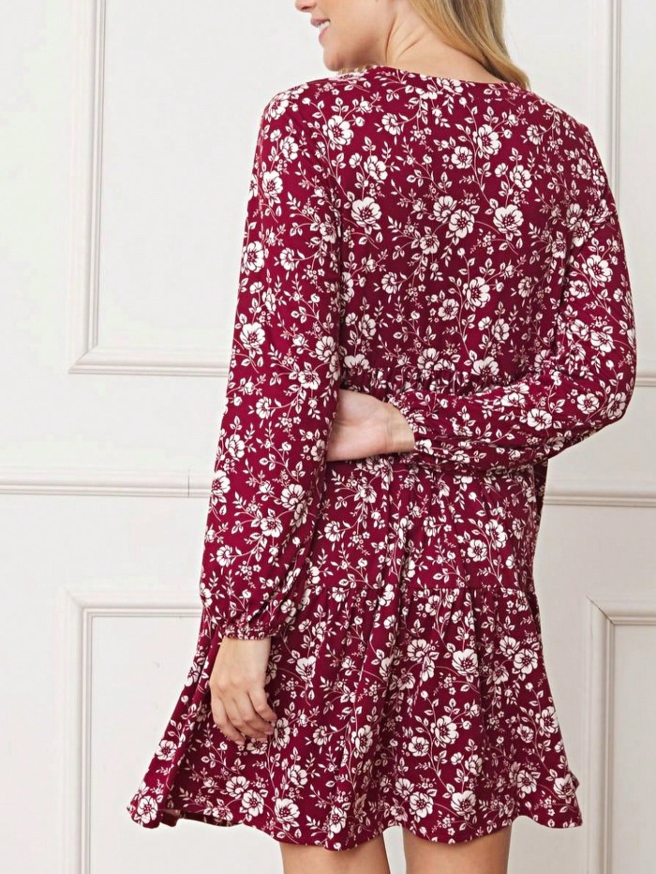Boho Retro Ditsy Floral Flutter Puff Sleeve Square Neck Tiered Ruffle Tea Midi Length Classic Bridgerton Dress
