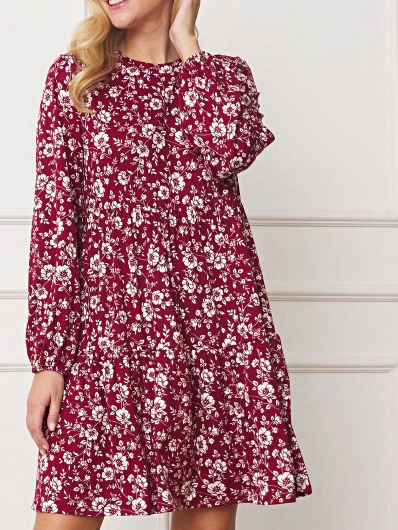 Boho Retro Ditsy Floral Flutter Puff Sleeve Square Neck Tiered Ruffle Tea Midi Length Classic Bridgerton Dress