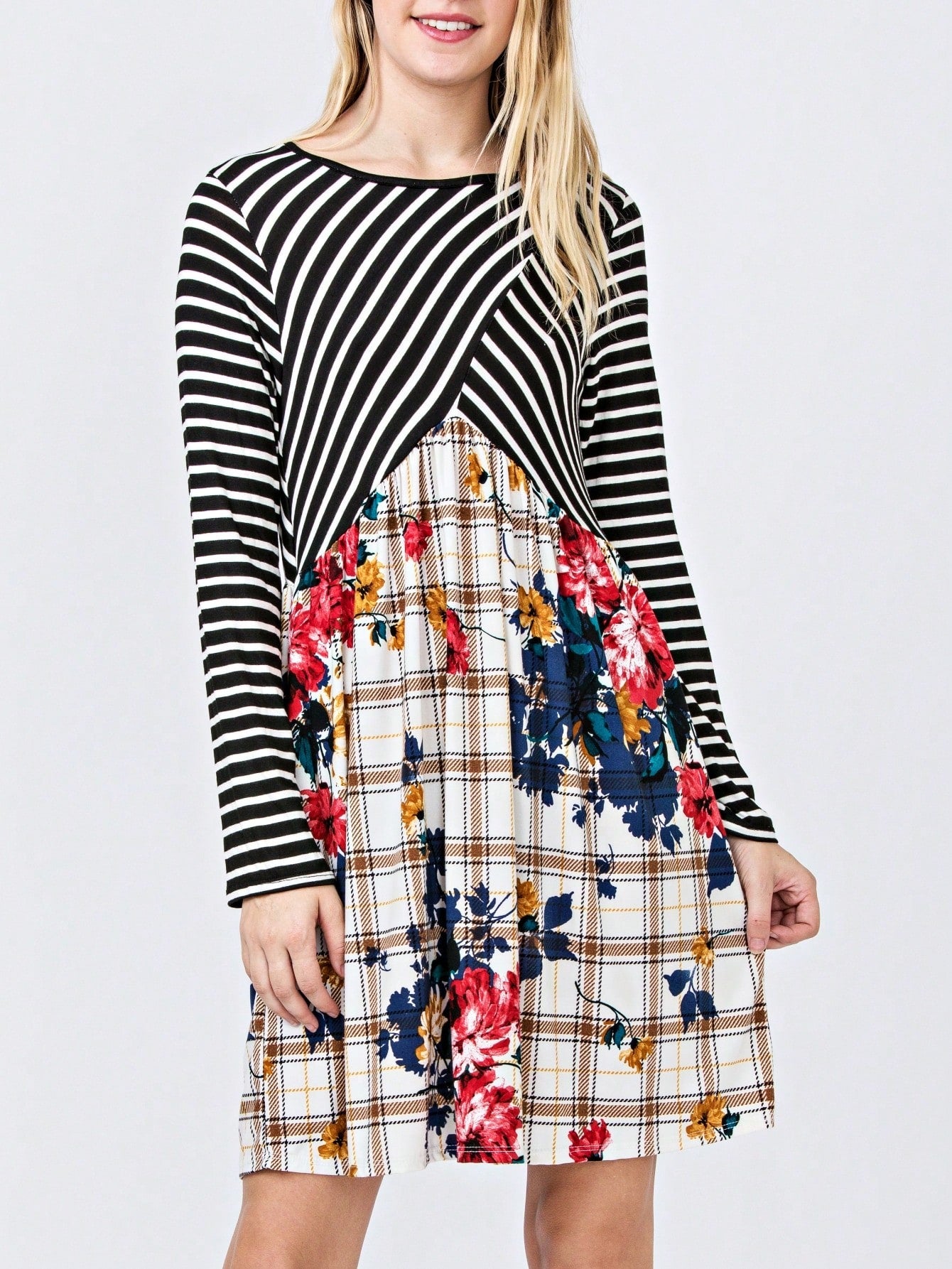 Orange & Navy Mint Multi Stripe Cross Front Knit Mini Dress | S-3X